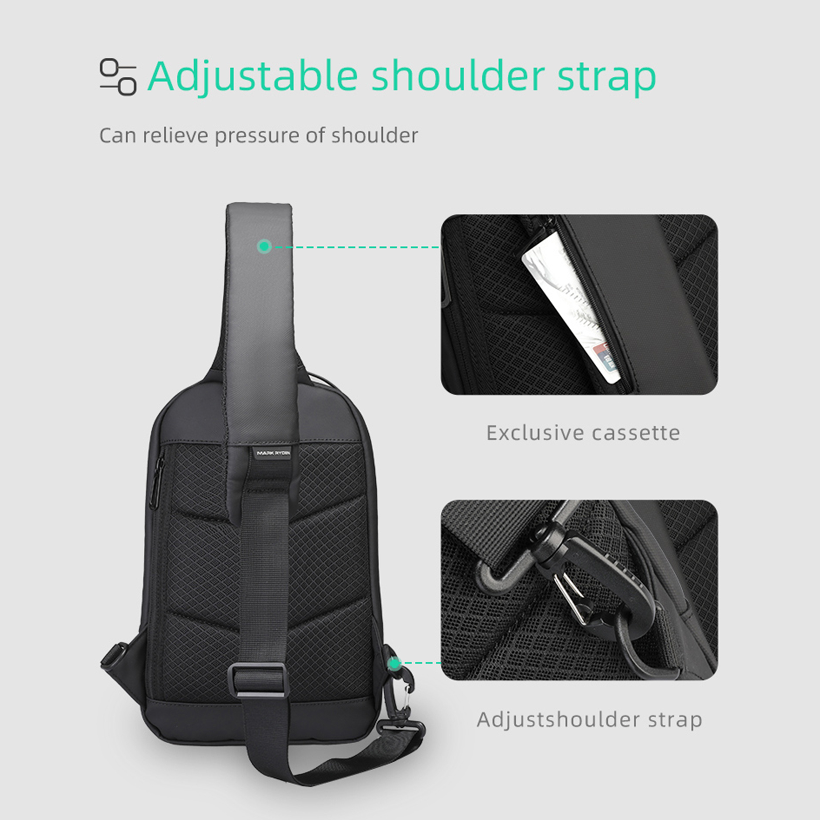 MARK RYDEN Single Shoulder Pack,Waterproof Business Man Waterproof MARK RYDEN Business Leisure New Style Key Features Waterproof Chest New Chest Chest MARK OWSOO Abody Man Chest Key