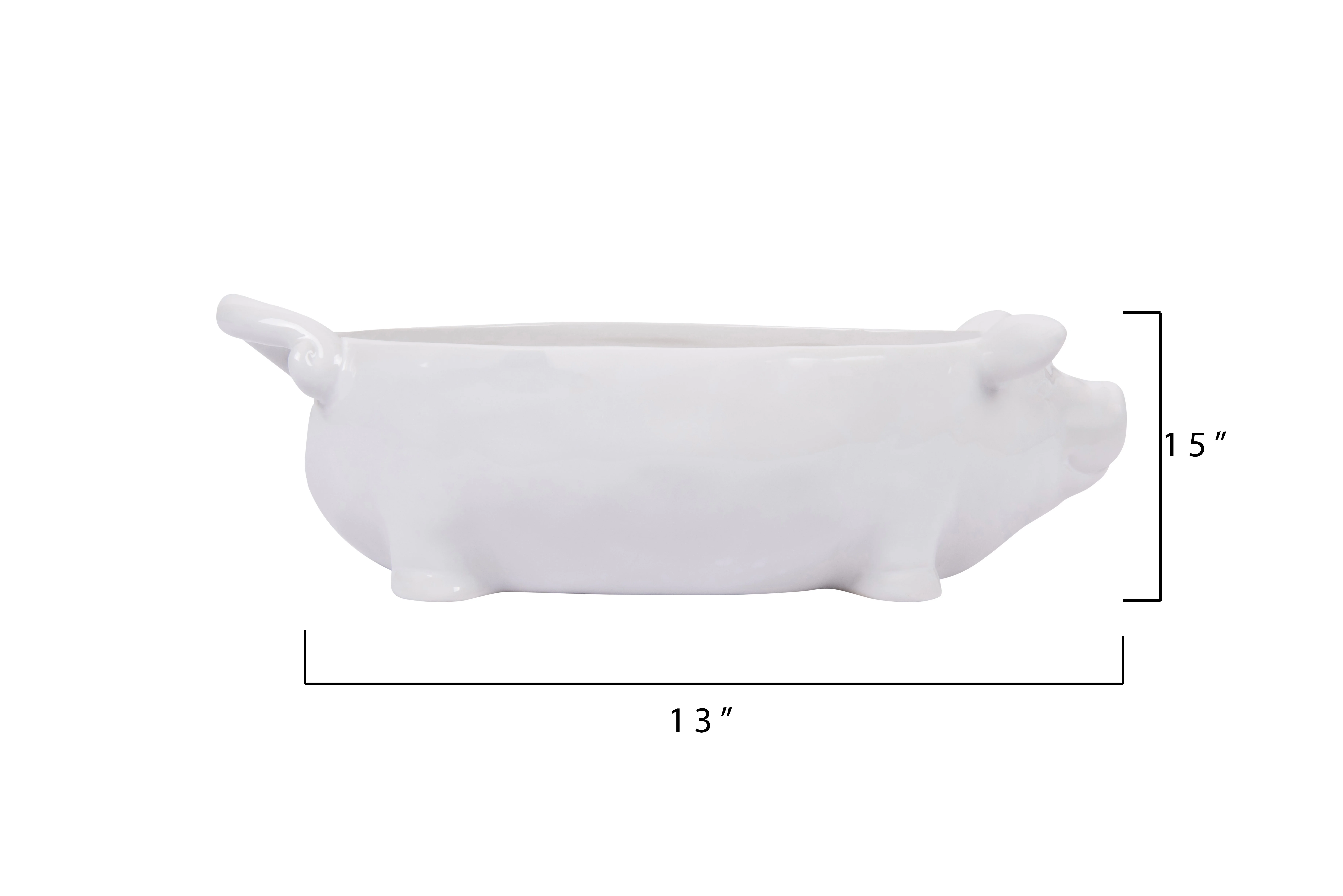 Creative Co-Op White Ceramic Pig Shaped Bowl