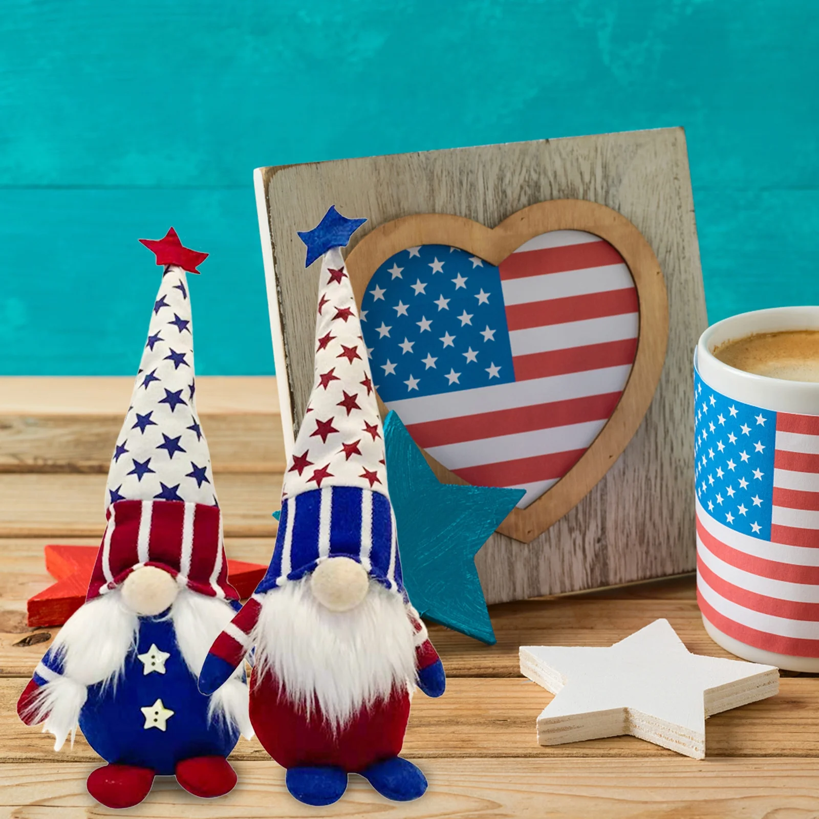 Fridja Patriotic 5th of July Gnome, American Independence Day Gnomes, Birth Announcement Memorial Day Elf Dwarf, Scandinavian Ornaments Handmade Plush Doll Stars & Stripes Gnome Home Decorations