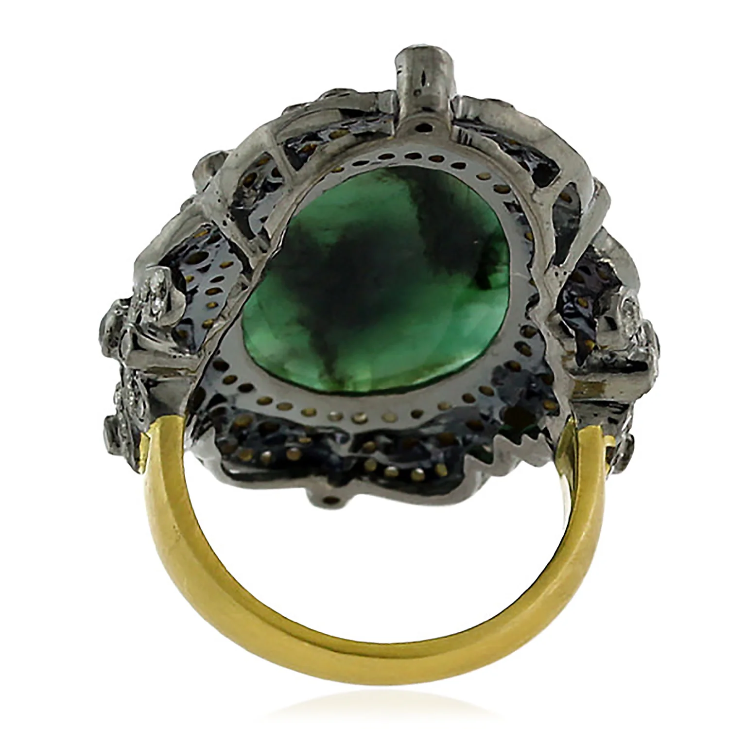 Engagement Ring 18k Gold 925 Sterling Silver Pave Diamond Emerald Jewelry US-6.75