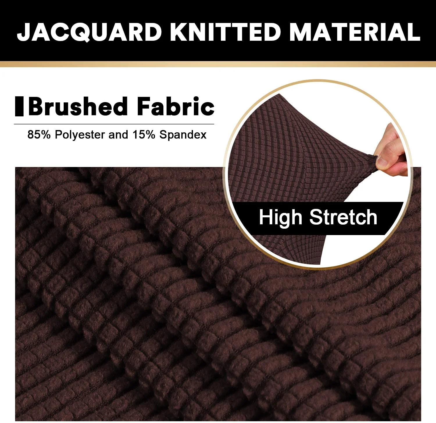 Stretch Armless Futon Cover Futon Slipcover Full Queen Size Futon Couch Cover Futon Sofa Cover Futon Bed Cover Furniture Protector with Elastic Bottom, Checked Pattern Jacquard (Futon, Brown)