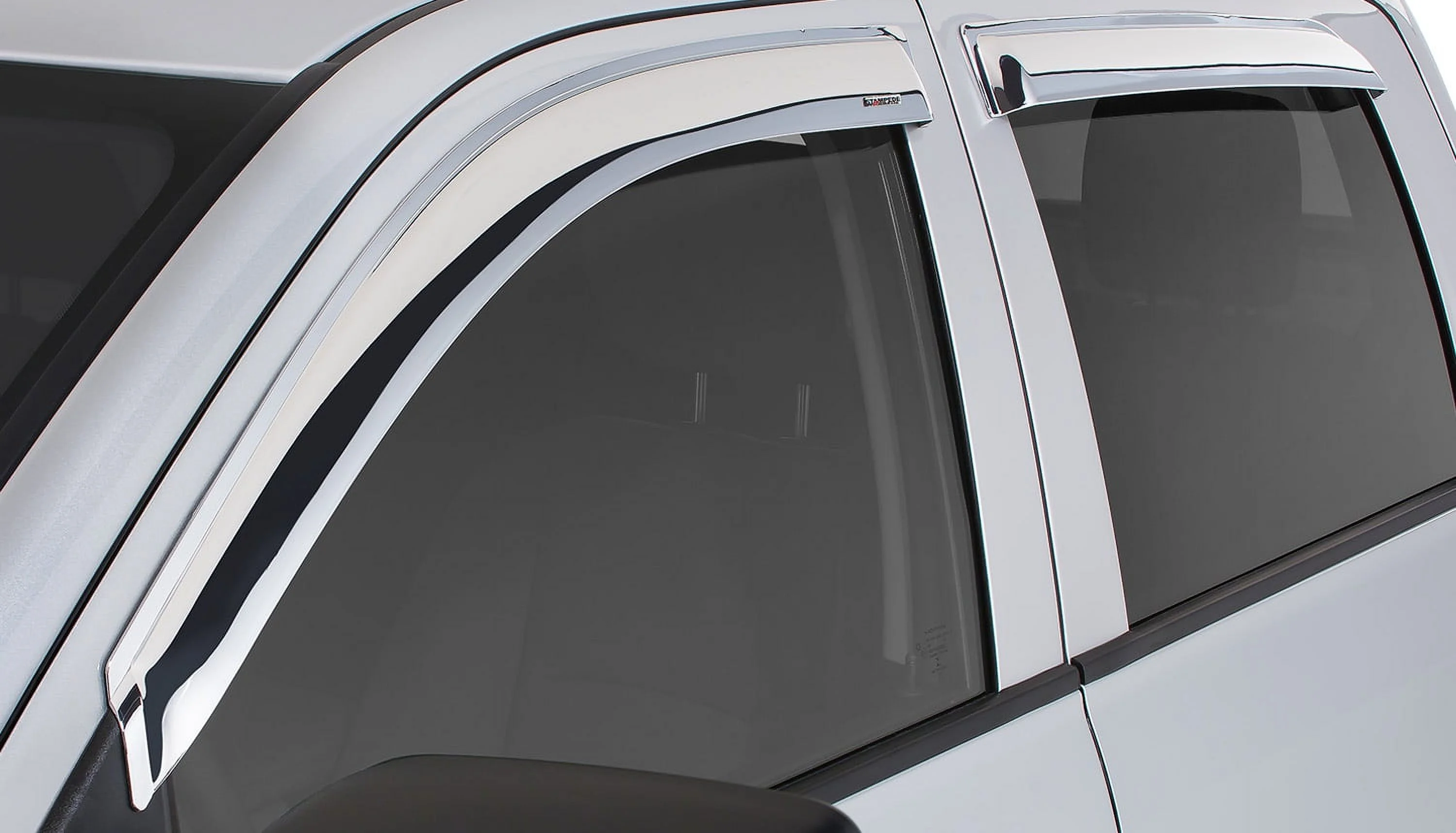 Stampede 60118-8 Tape-Onz Sidewind Deflector for Chevrolet/GMC 4-Door (Chrome) Fits select: 2015-2022 CHEVROLET COLORADO, 2015-2022 GMC CANYON