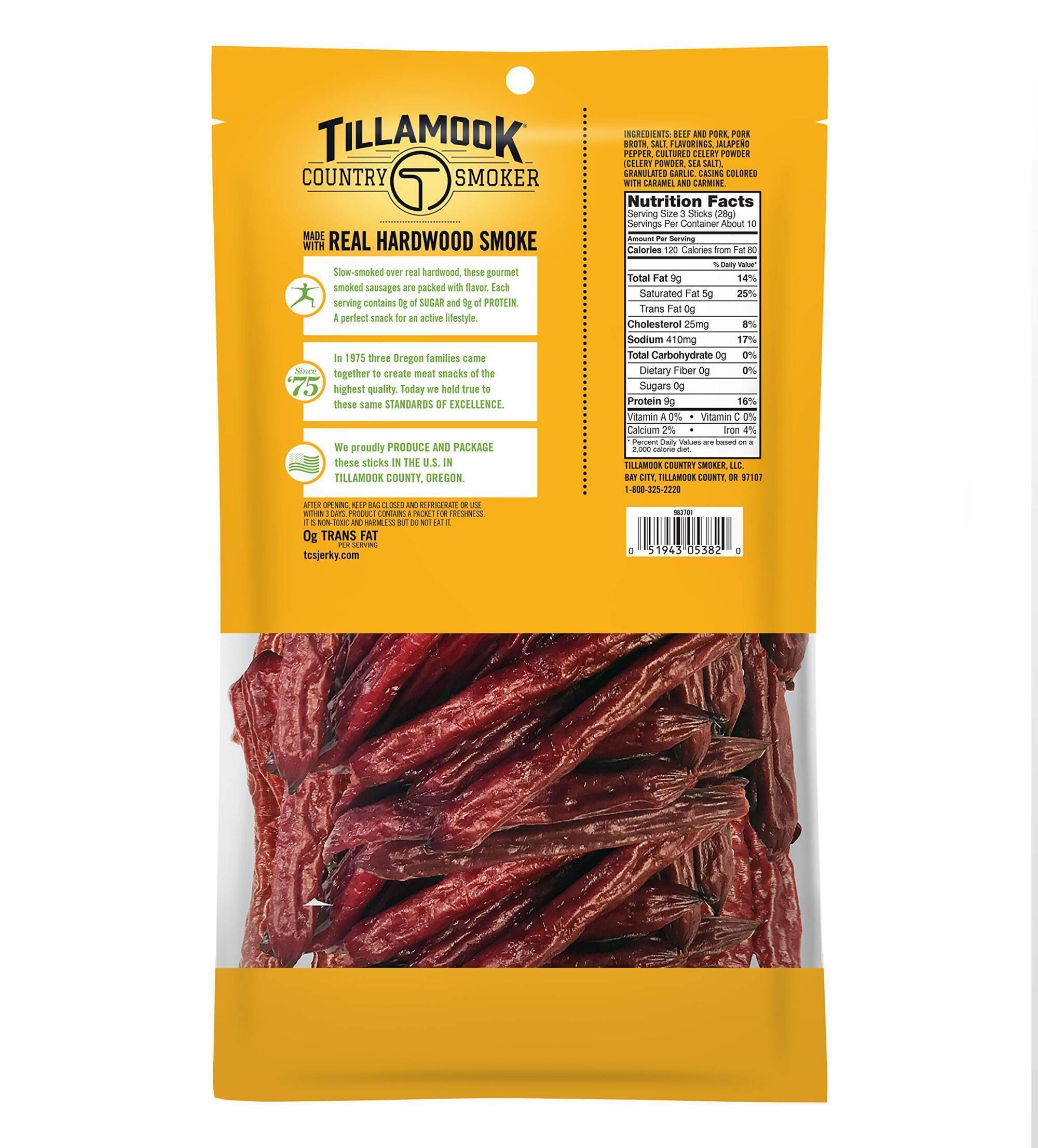 Tillamook Country Smoker 10 Oz Zero Sugar Spicy Jalapeno Smoked Sausages (Pack of 3)