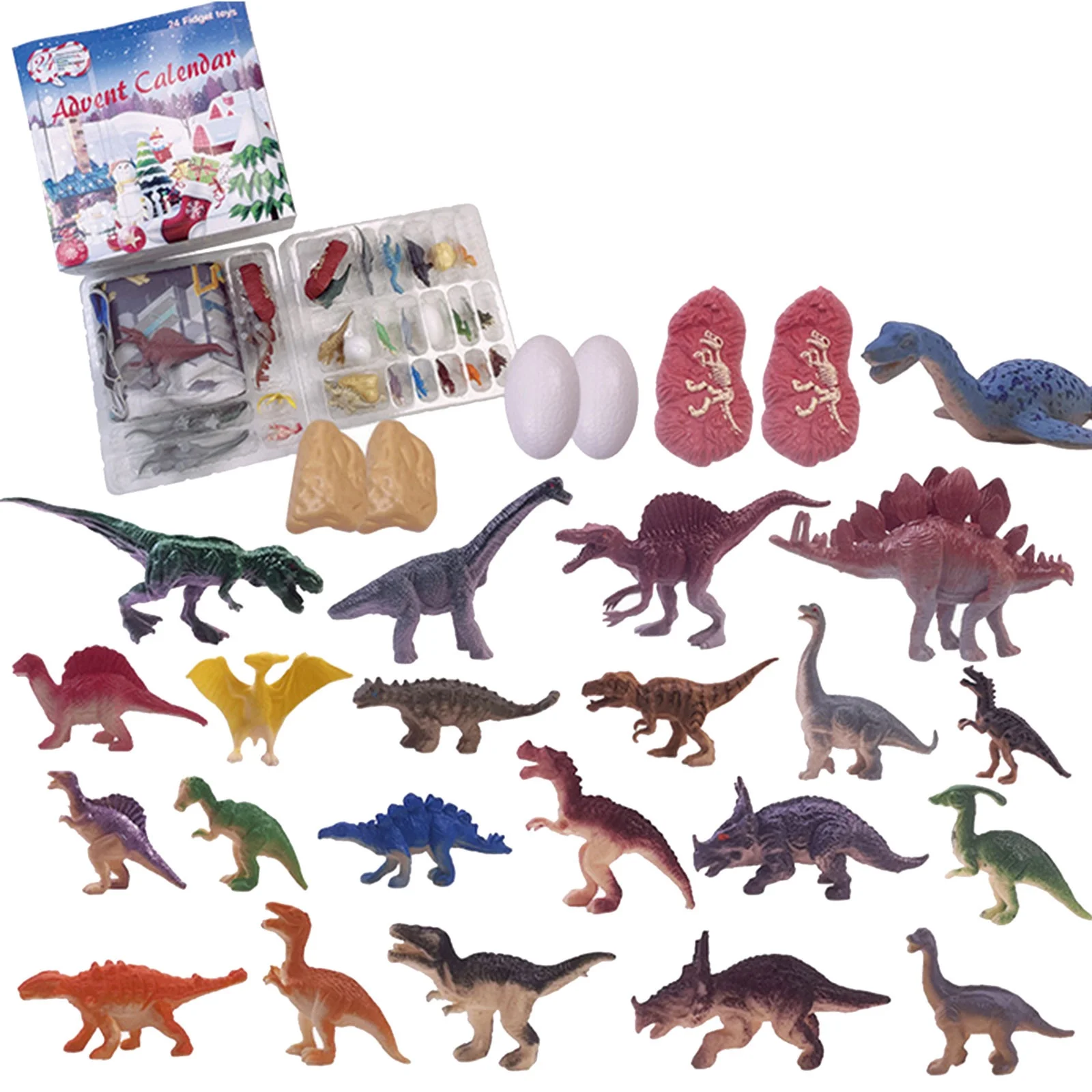 Tarmeek Christmas Countdown Dinosaur Blind Box Dinosaur Toy Set Christmas Gifts for Kids 3-12Y