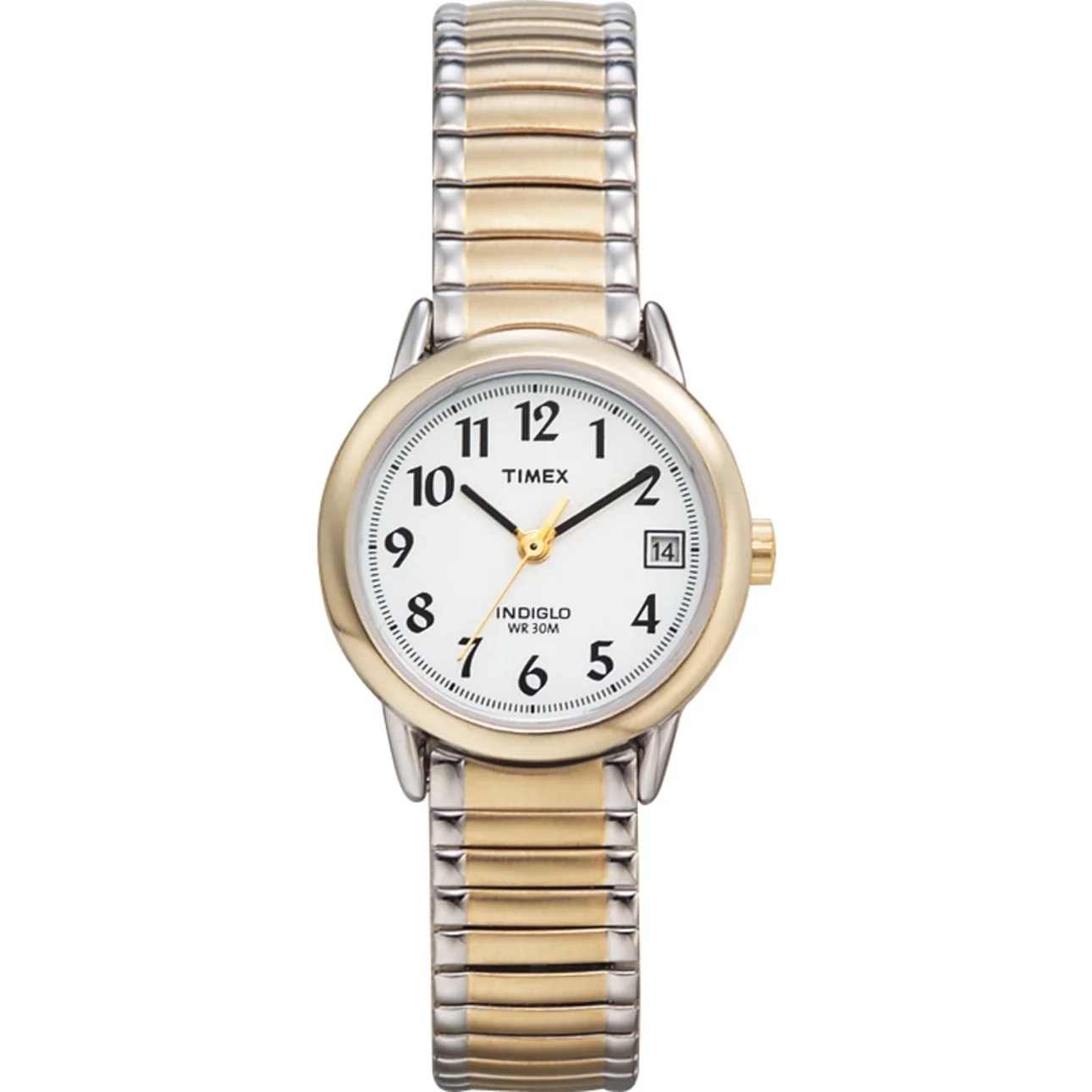 Timex Women's Easy Reader Date Two-Tone/White 25mm Casual Watch, Extral-Long Expansion Band