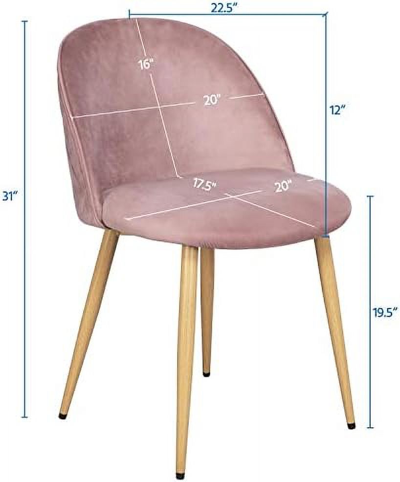 xrboomlife Living Room Chairs Modern Velvet Accent Chairs Tufted Leisure Side Chairs with Wooden Style Metal Legs Pink  Set of 2