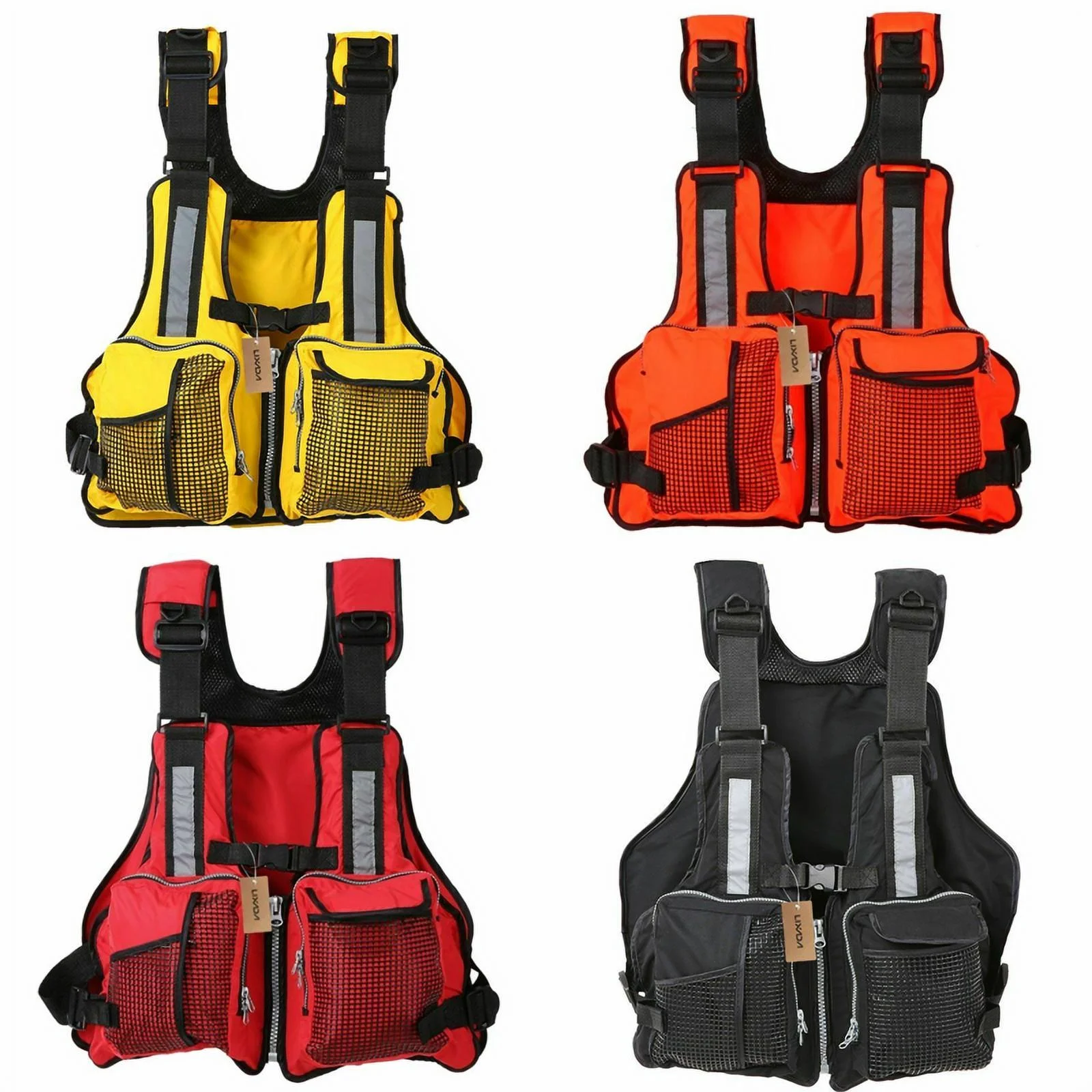Fanvereka Adult Adjustable Life Jacket Vest Multi Pockets Buoyancy Life Saver Tank Top