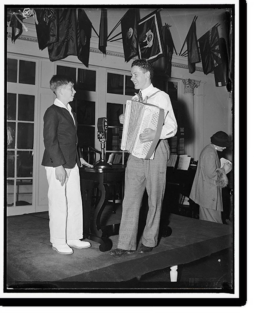 Historic Framed Print, Congressional children broadcast. Cong. Kids, NBC, Robert Kniffen & Ralph Church, Jr., 4/16, 17-7/8