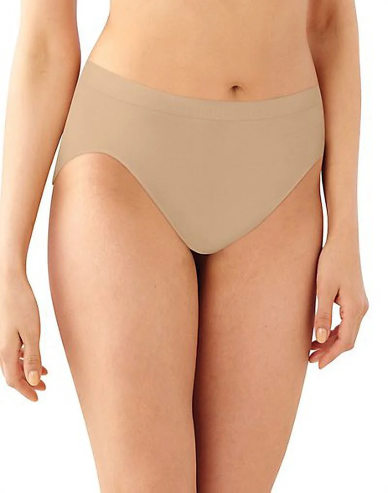 Bali Comfort Revolution Microfiber Hi-Cut Panty, 3-Pack Nude/Nude/Nude 8/9 Women's