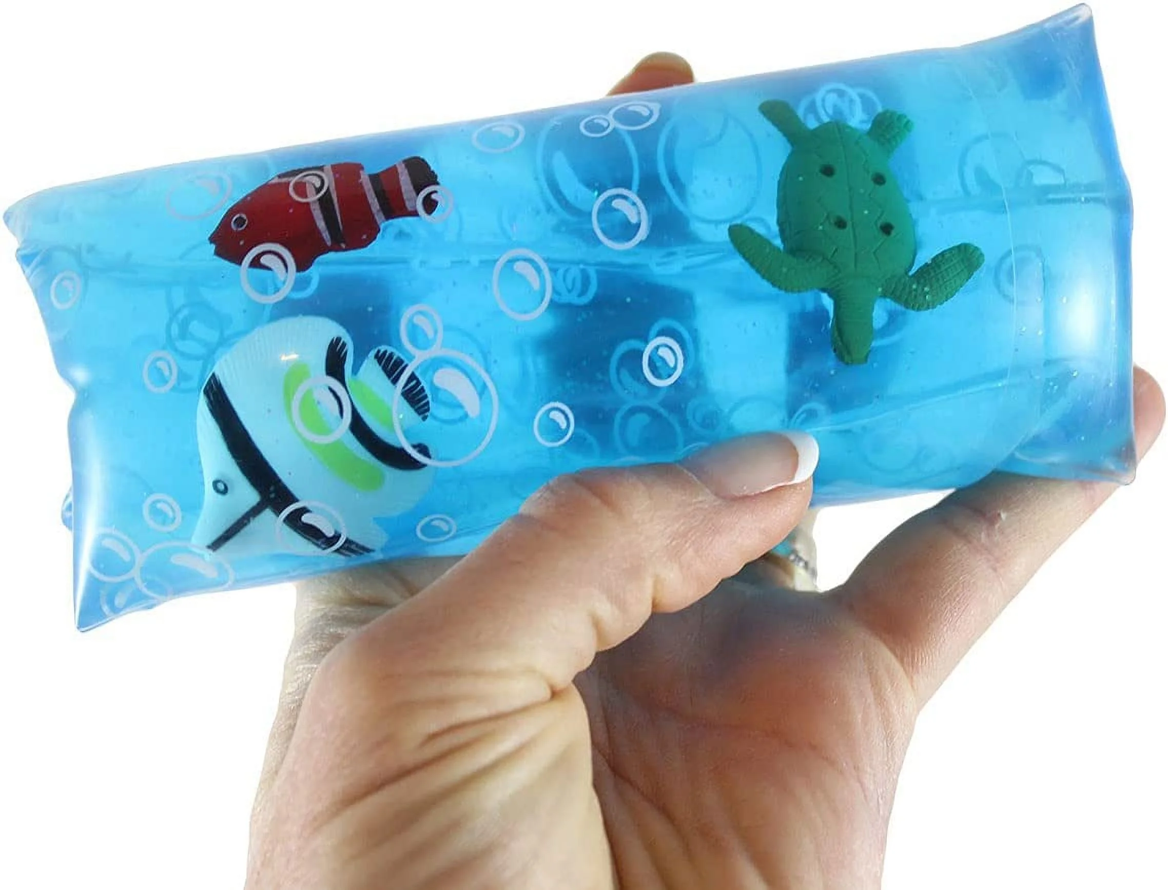 3 Different Animal Filled Water Trick Snakes - Filled with Clownfish, Dinosaurs and Sea Creatures - Stress Toy - Slippery Tricky Wiggly Wiggler Tube - Squishy Wiggler Sensory Fidget Ball