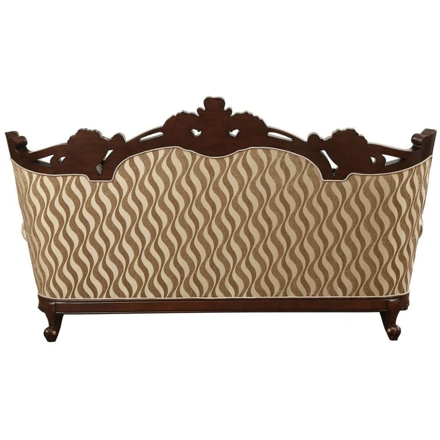 ACME Shalisa Fabric Tufted Sofa with 7 Pillows in Walnut