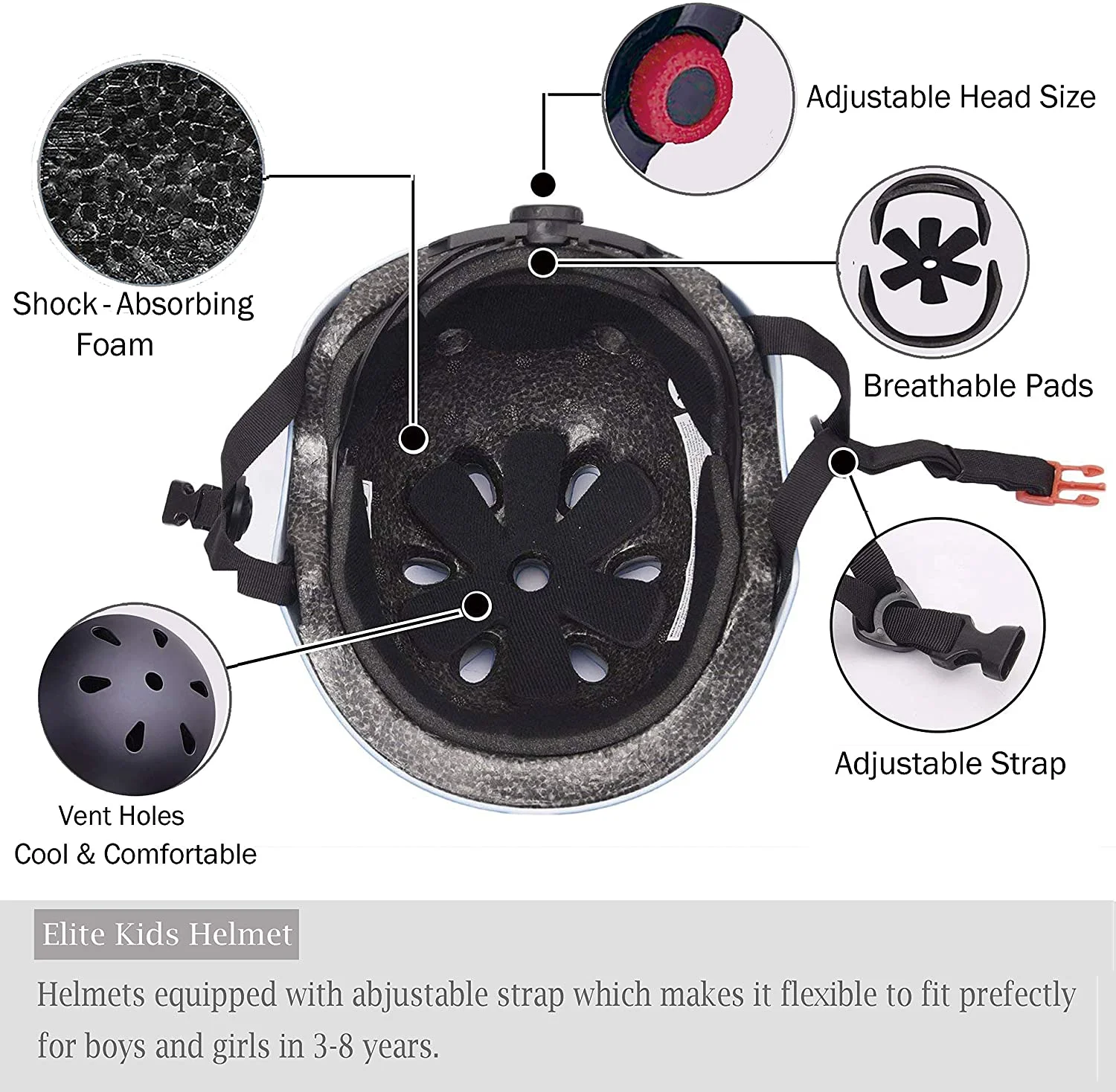 Kids Bike Helmet, Toddler Helmet for Ages 3-10 Boys Girls with Sports Protective Gear Set Knee Elbow Wrist Pads for Skateboard Cycling Scooter Rollerblading - Pink