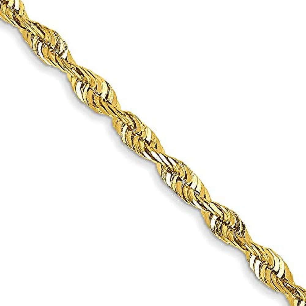 Saris and Things 10K Yellow Gold 2.25mm D/C Extra-Lite Rope Chain