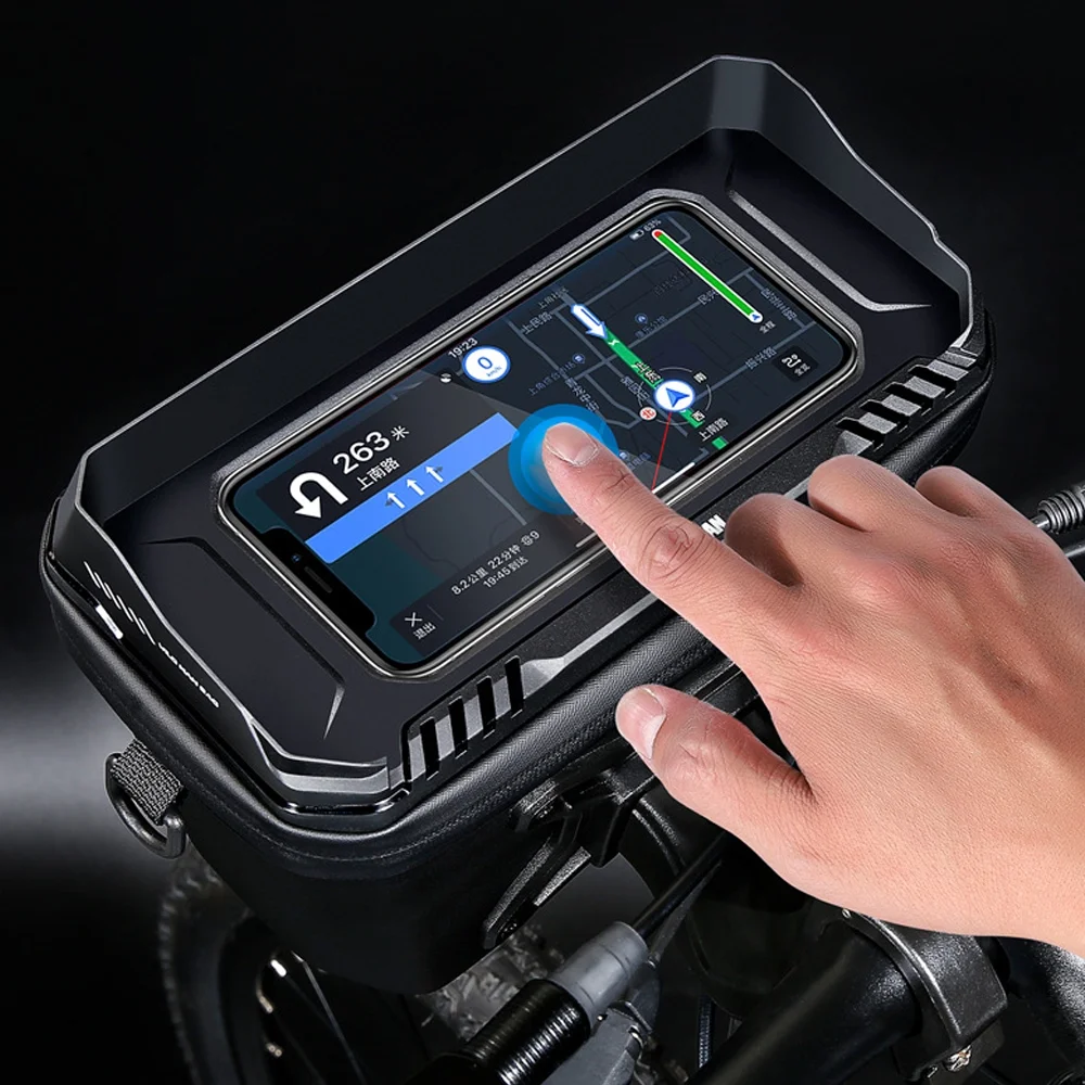 WILD MAN 3L Waterproof Bike Handlebar Bag with Touchscreen, Quick Release EVA Cycling Storage Bag for Mountain, Road Bikes and Electric Scooters, Front Phone Holder