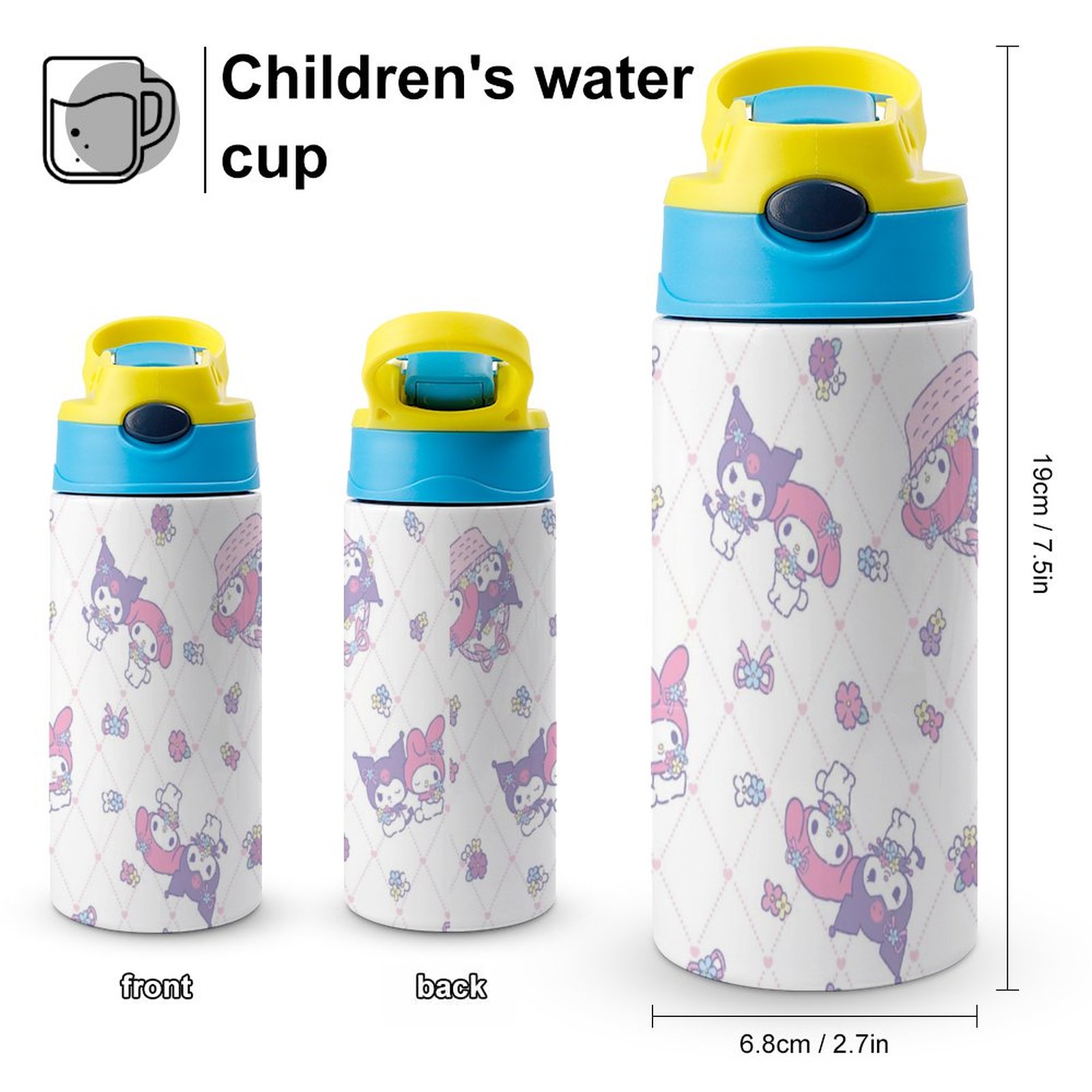 My Melody Children's Water Bottle Vacuum Insulated Stainless Steel Cup With Straw Toddler Thermoses