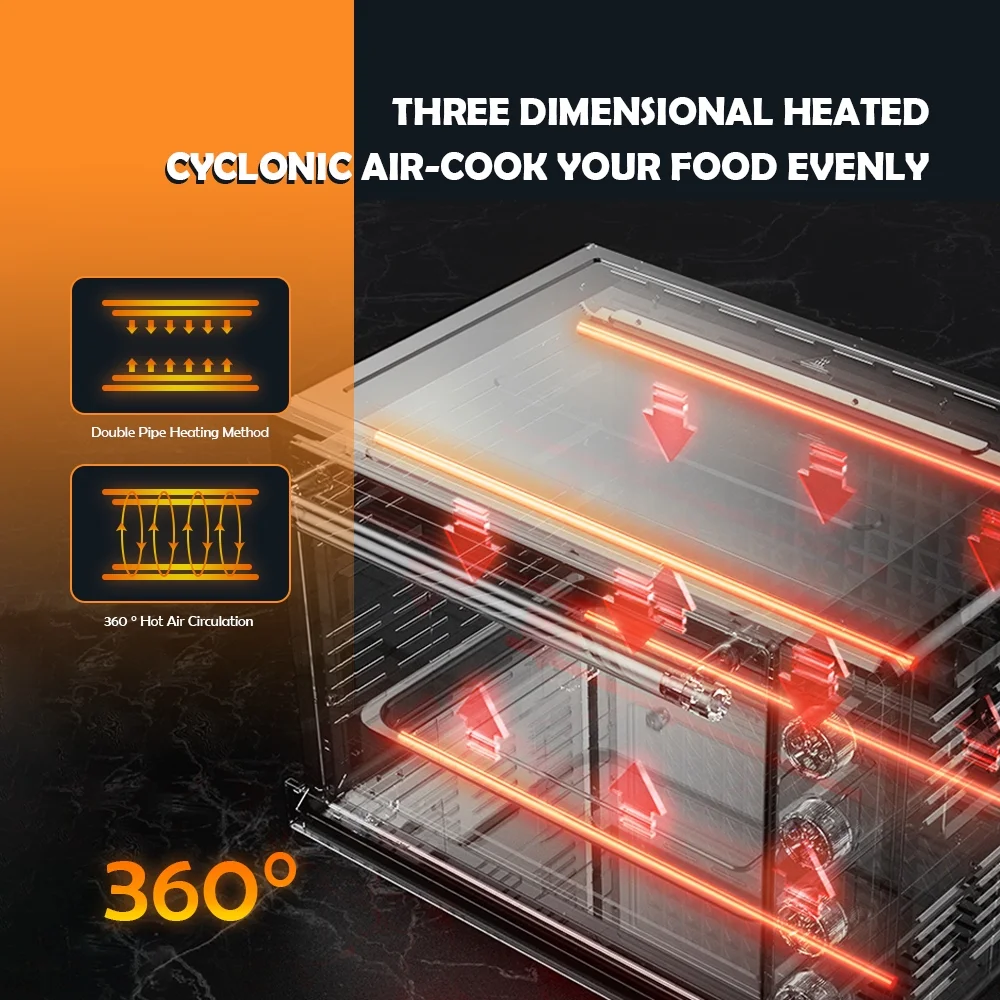 KAPAS air fryer toaster oven, 18-in-1 Toaster Oven Air Fryer Combo, 32 Quart Large Countertop Convection Oven, Bake, Broil, Toast, Fry Oil-Free, rotisserie and oven rack Included，1800W