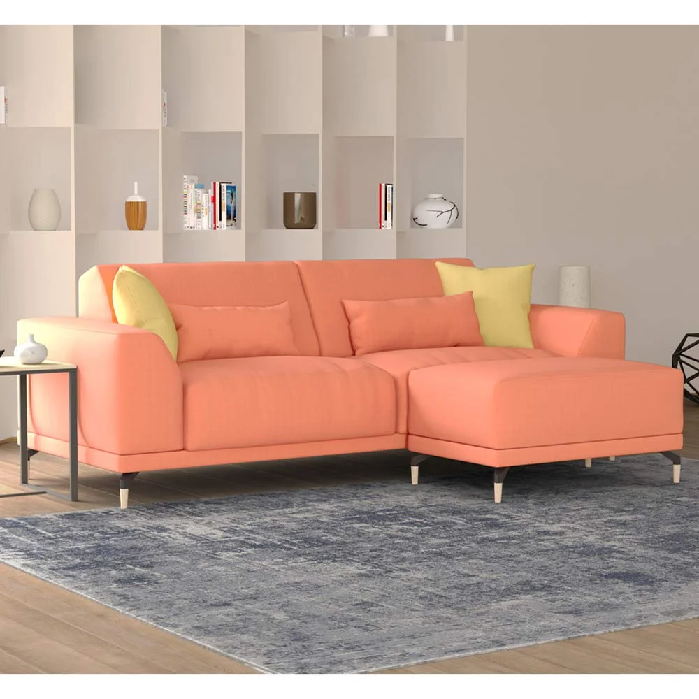 Meta Modern Sofa with 4 Pillow Set and Pouf Ottoman