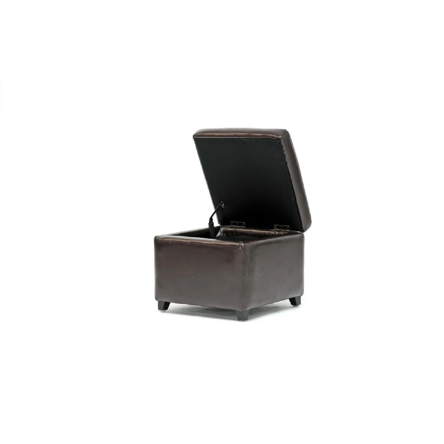 Baxton Studio Dark Brown Faux Leather Small Storage Cube Ottoman