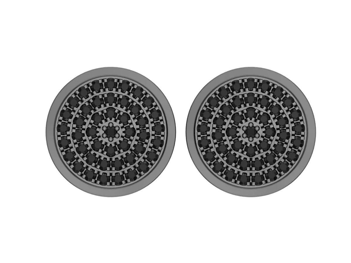 Dazzlingrock Collection Round Black Diamond Double Halo Style Screw back Stud Earring for Men's & Women's (Unisex) (0.25 ctw, Color Black, Clarity Opaque) in Black Plated 10K White Gold