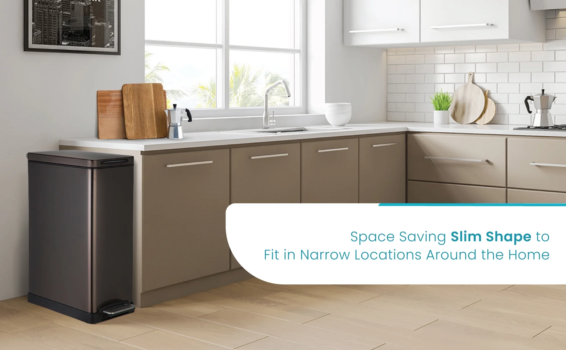 Home Zone Living 12 gal, 1.3 gal Kitchen Trash Can Combo, Slim Design in Stainless Steel, Black