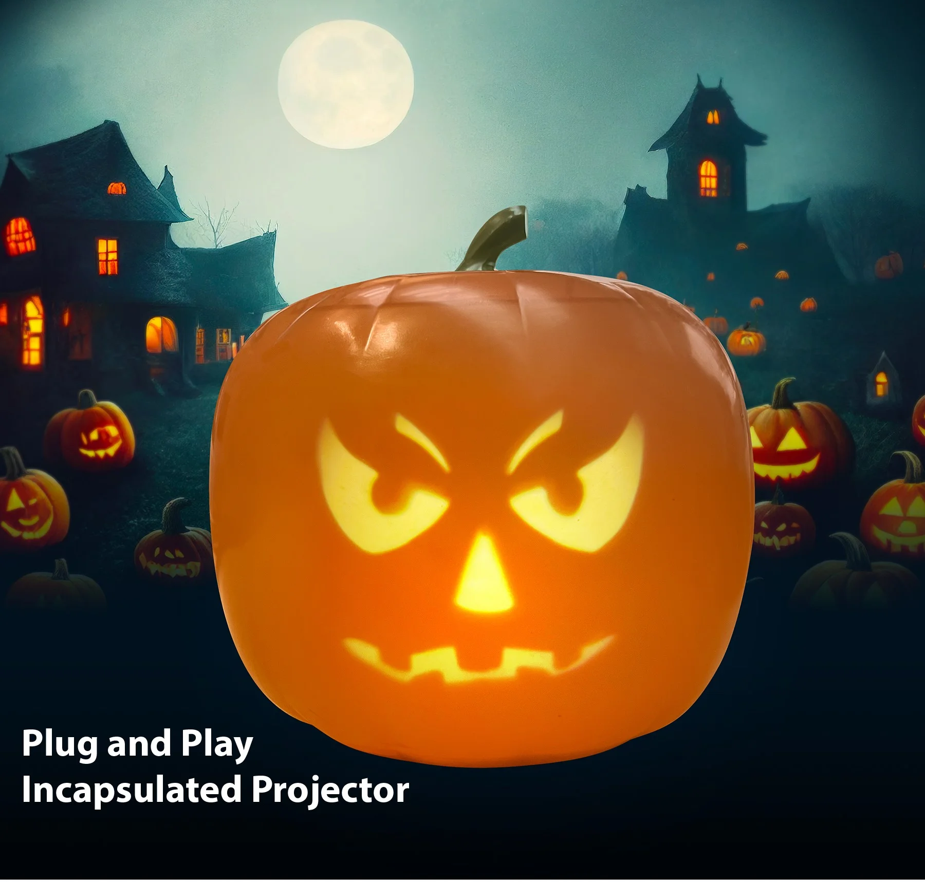ANIMAT3D Rockin Jack Talking Animated Pumpkin with Built in Video Projector & Speaker Plug'n Play