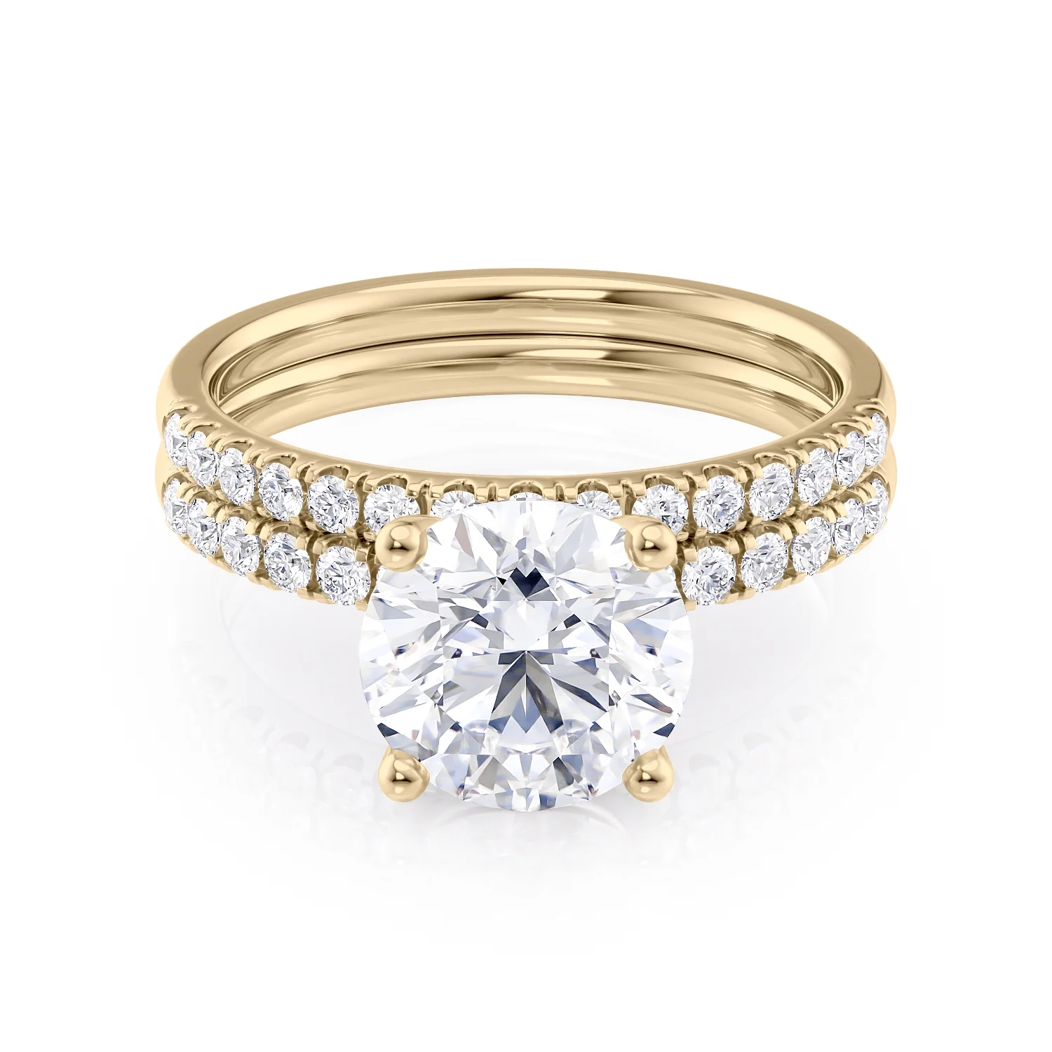 2 1/2 Carat Diamond and Moissanite Engagement Ring in 14k Yellow Gold (G-H/SI, G-H/VS, cttw) Size 5 by Beverly Hills Jewelers