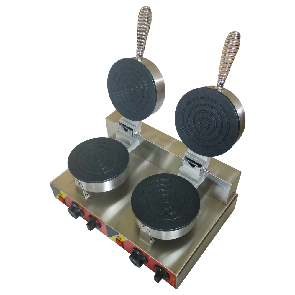 Techtongda Dual Round Scroll Waffle Maker Nonstick Electric Double Head Machine Stainless Steel Iron Food Stove