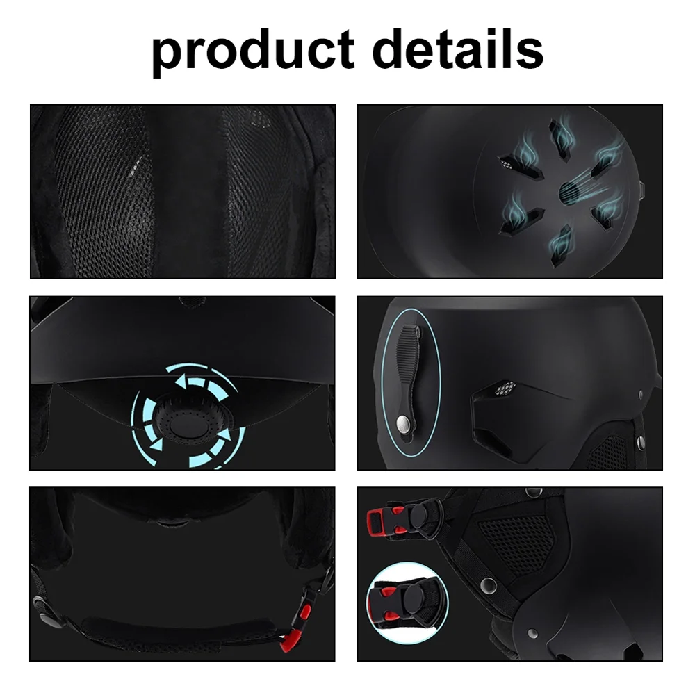 6588 Men Women Ski Snowboard Helmets, Winter Warm Cycling Helmets, Adjustable Motorcycle Electric Bike Safety Gear
