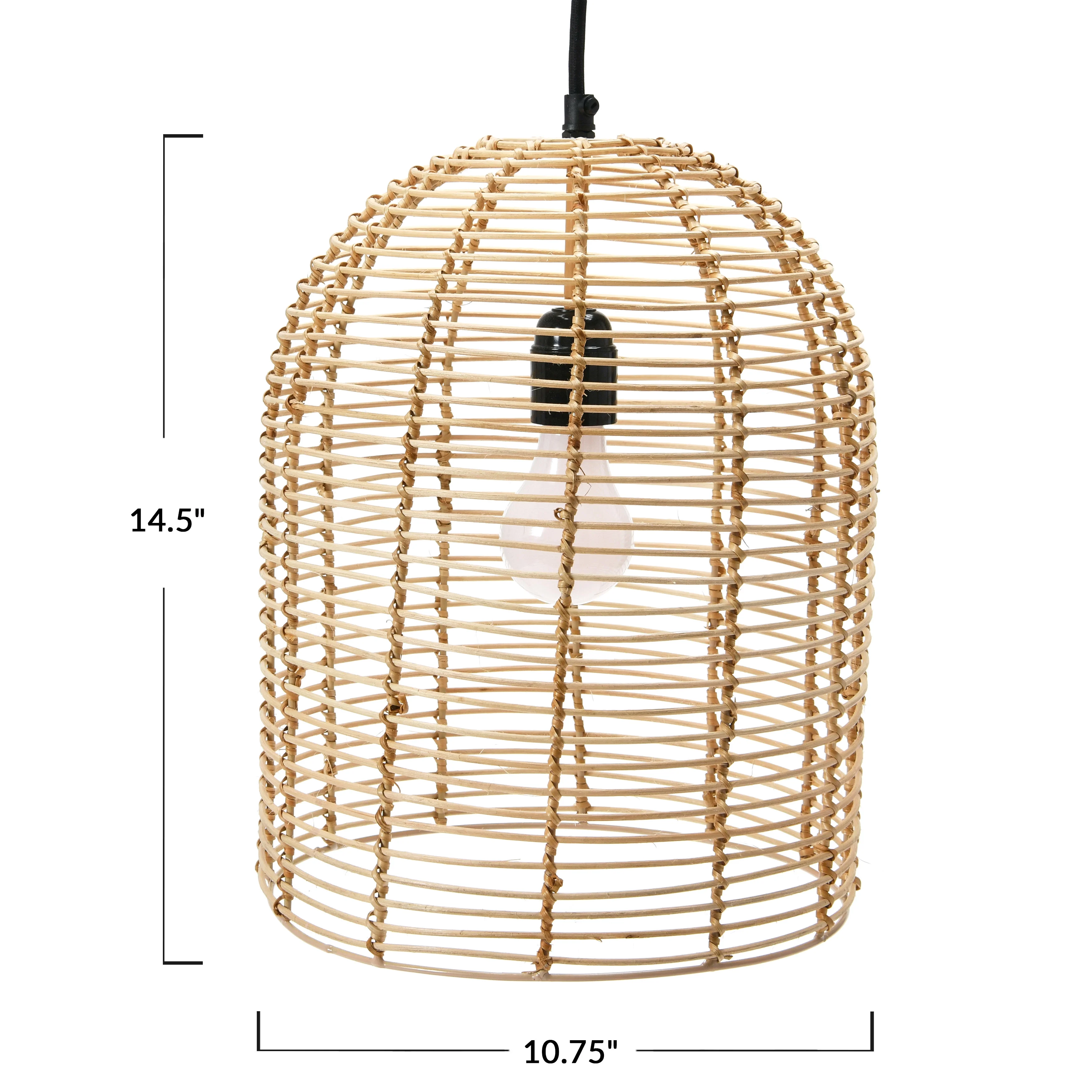 Creative Co-Op Modern Boho Handwoven Rattan Pendant Light; Coastal Kitchen Lighting, Natural