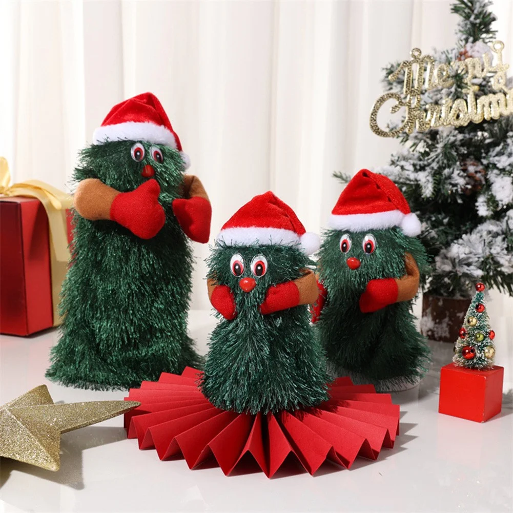 Christmas Tree Plush Toy 360 Degree Rotation Electric Dancing Singing Doll