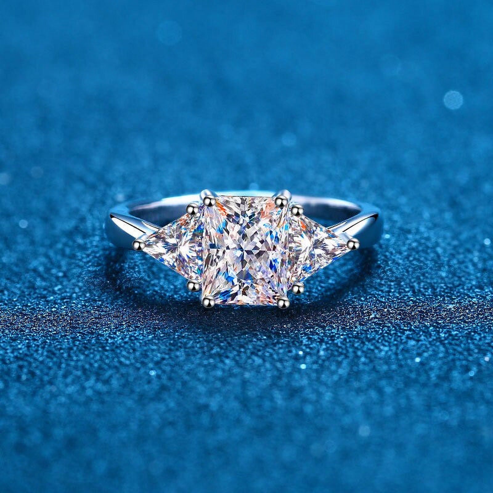 Emerald Cut Moissanite 3 Stone Ring 3 Carat Certified Moissanite Diamond Wedding