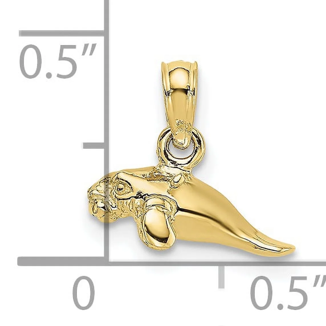 Saris and Things 10K Yellow Gold 3-D Polished Mini Manatee Charm