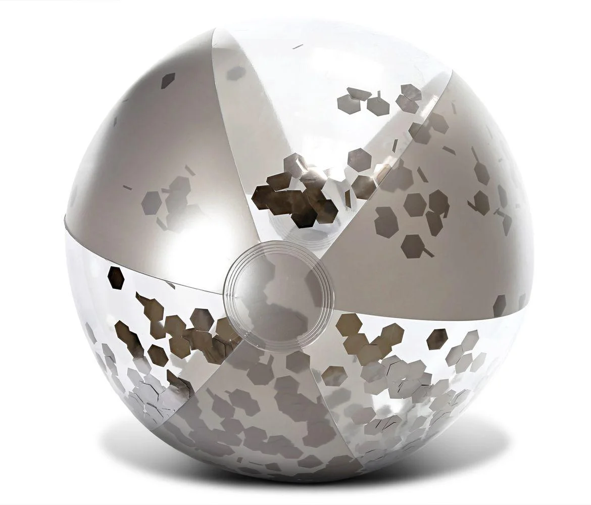 Mozlly Value Pack - CoTa Global Inflatable Beach Balls Silver and Rose Gold Confetti 16 Inch, Premium Elegant Heavy Duty Vinyl Pool Toy, For Pool Party, Vacation, UV Resistant (2 Items)