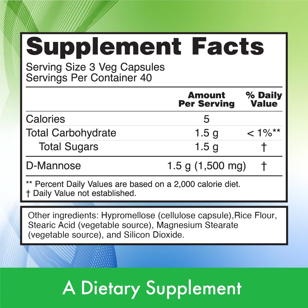 NUTRI Plus Fit D-Mannose 500 MG, Healthy Urinary Tract, 120 Veg Cap