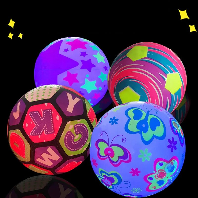 1Pcs Luminous Inflatable Toy Bouncy Ball Outdoor Sports Rubber Beach Ball Parent Children Games For Kids Interactive Games Toys random color