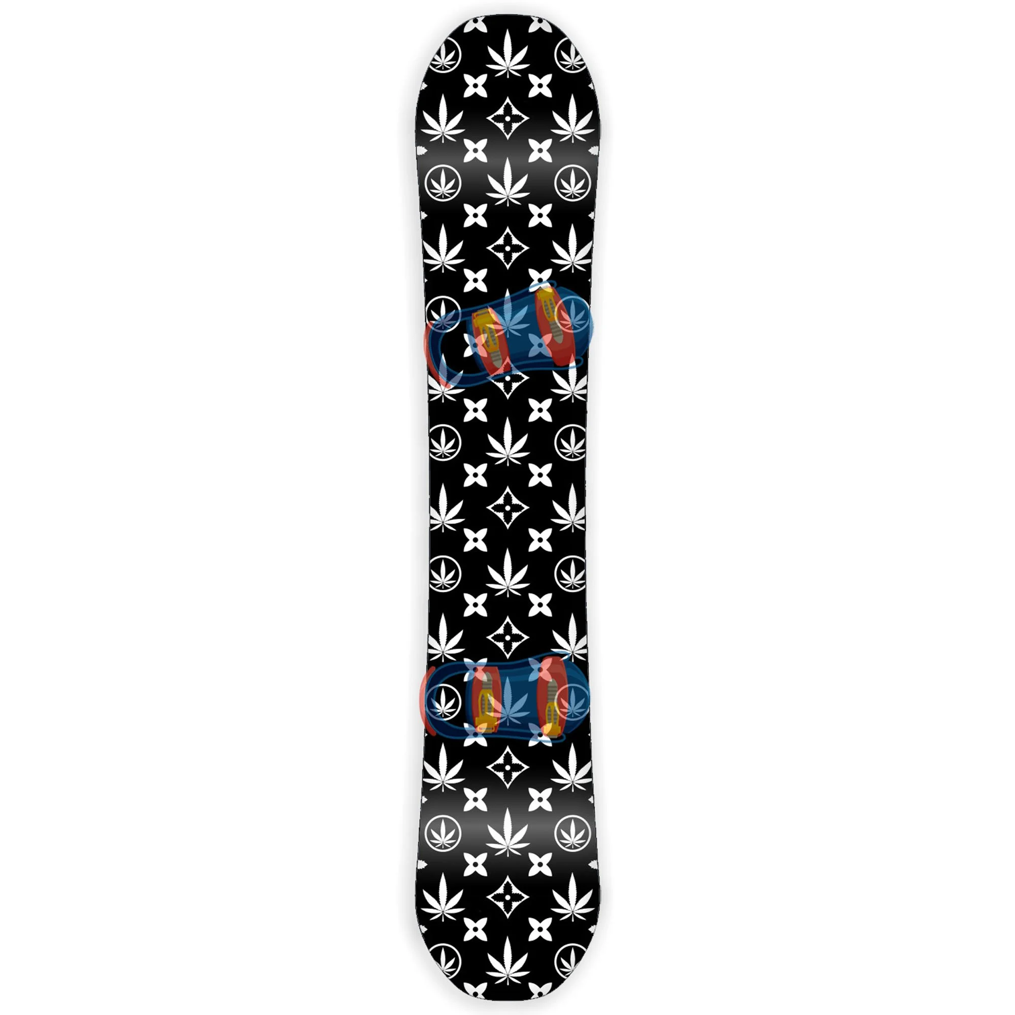 Snowboard Wrap Graphic Sticker Skin Cover - Includes Breakaway Knife - Universal Fit up to 65 inches and 14 inches Wide - Weed Mary Jane Monogram