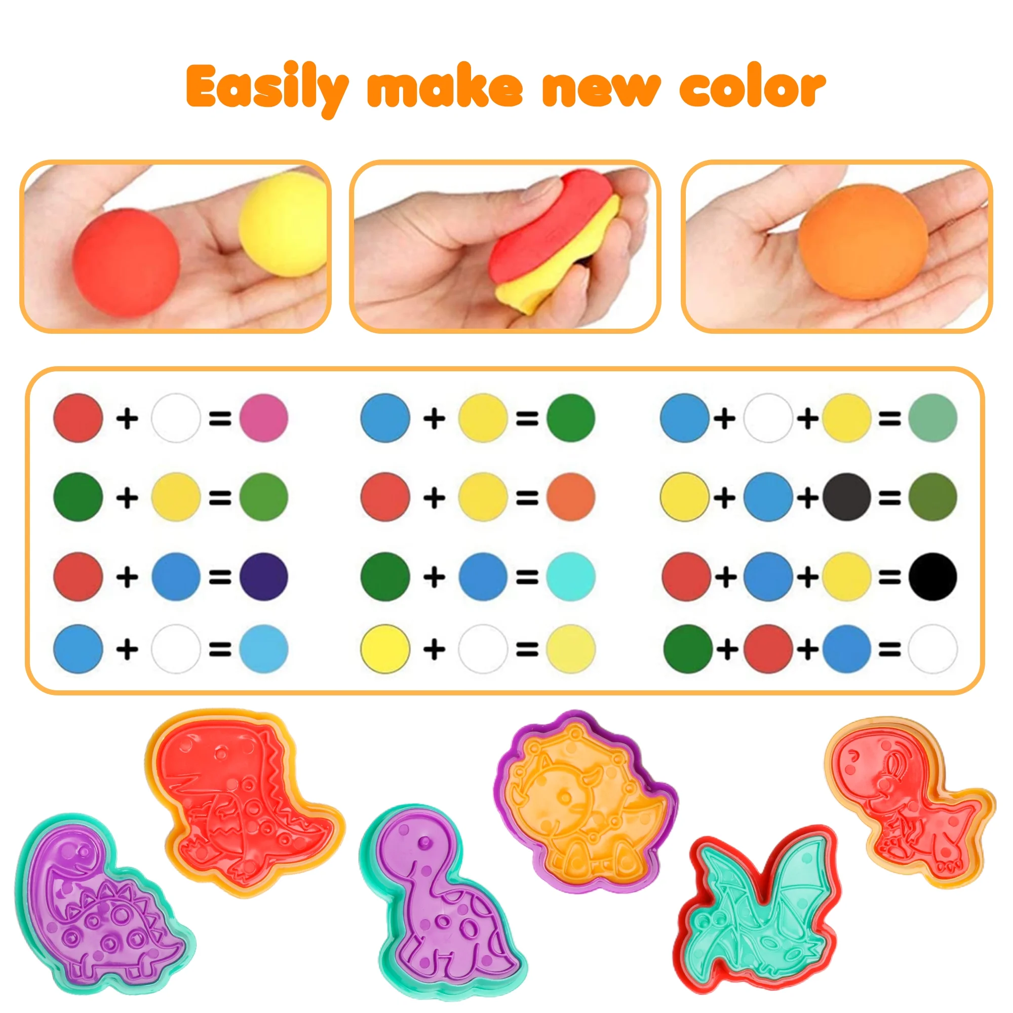 Hot Bee Play Dough Set for Kids 3 4 5 6+Years, 22 Pcs Play Dough with Dinosaur Molds, Learning Toys for Toddlers Kids Boys Girls 3-6 Years.