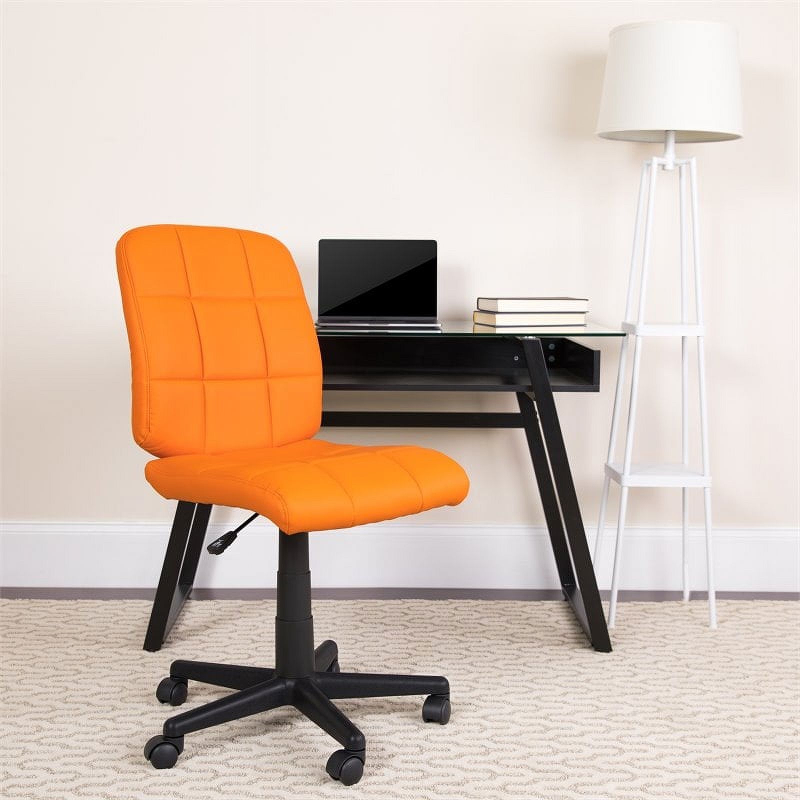 Scranton & Co Vinyl Quilted/Nylon Mid-Back Office Chair in Orange