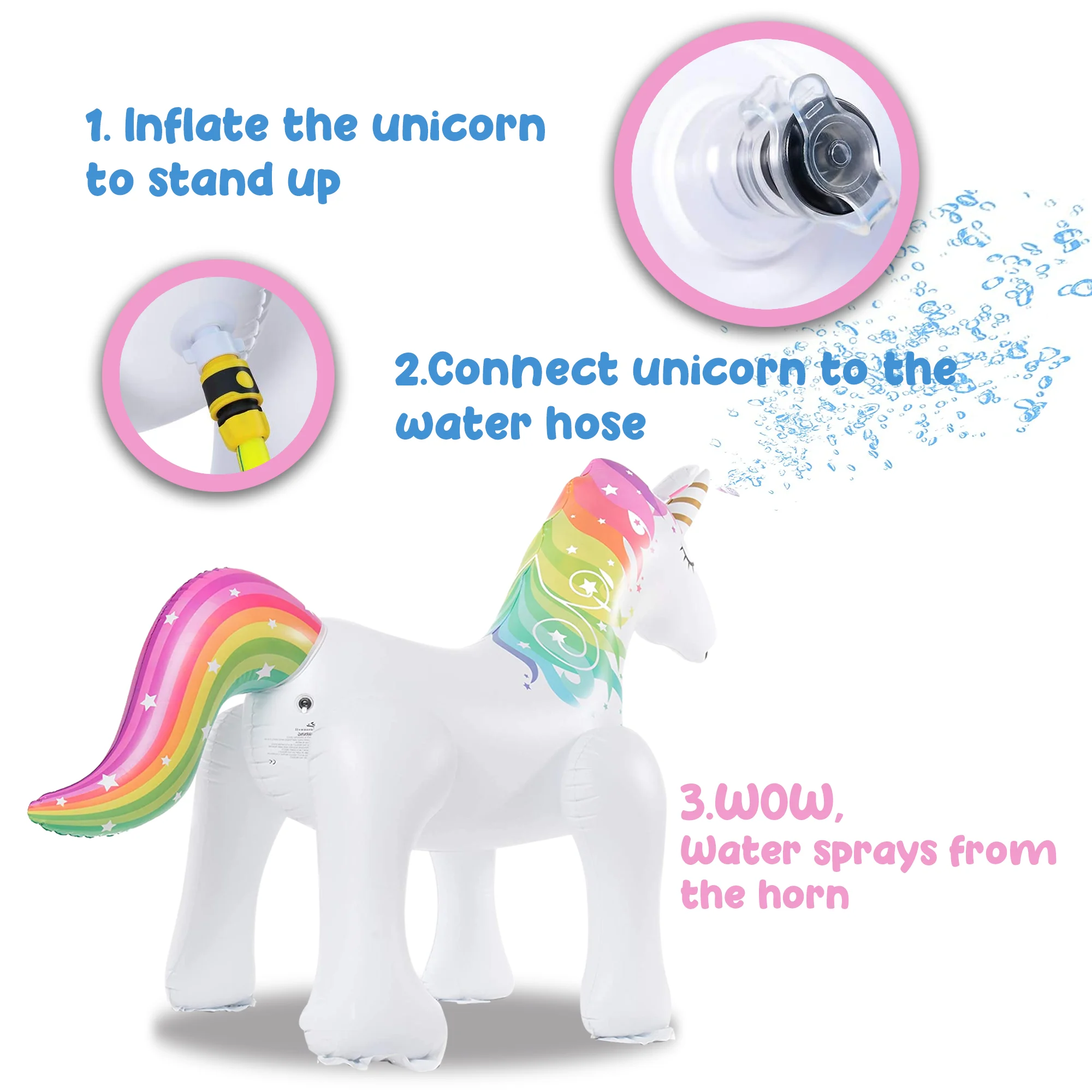 Aretha Life-Size Inflatable Unicorn Yard Sprinkler for Summer Fun