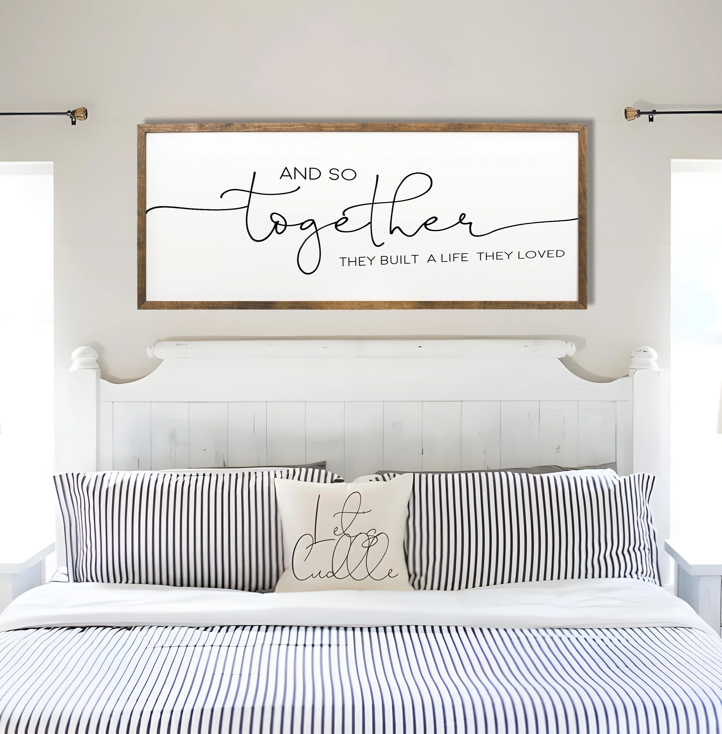 And so Together They Built a Life They Loved Wooden Sign 20x40 inches | Large Sign Above Bed | Bedroom Wall Decor | Over the Bed Decor | Bedroom Signs Above Bed | Anniversary Gift | Wedding Gift