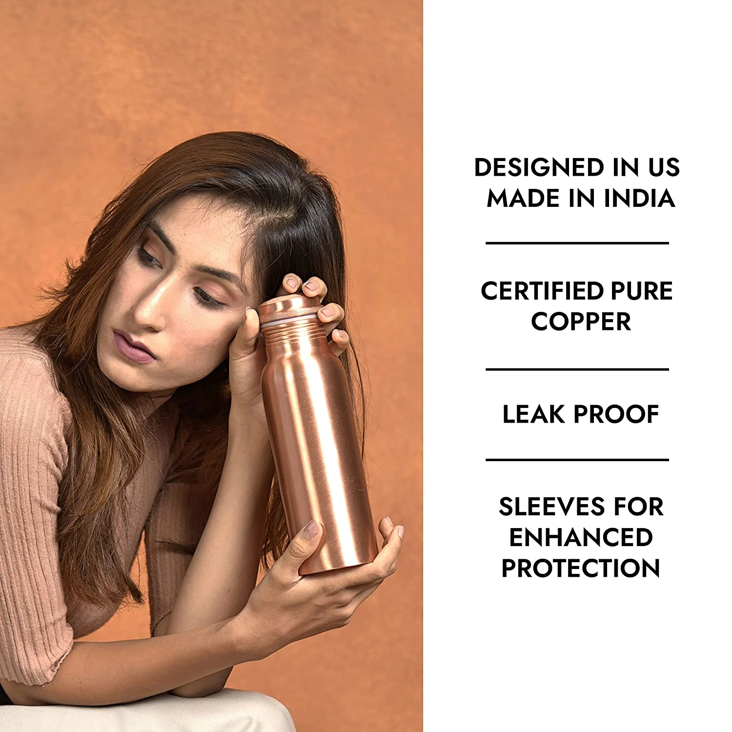 Copperwell Copper Water Bottle Classic Copper Bottle (34oz)