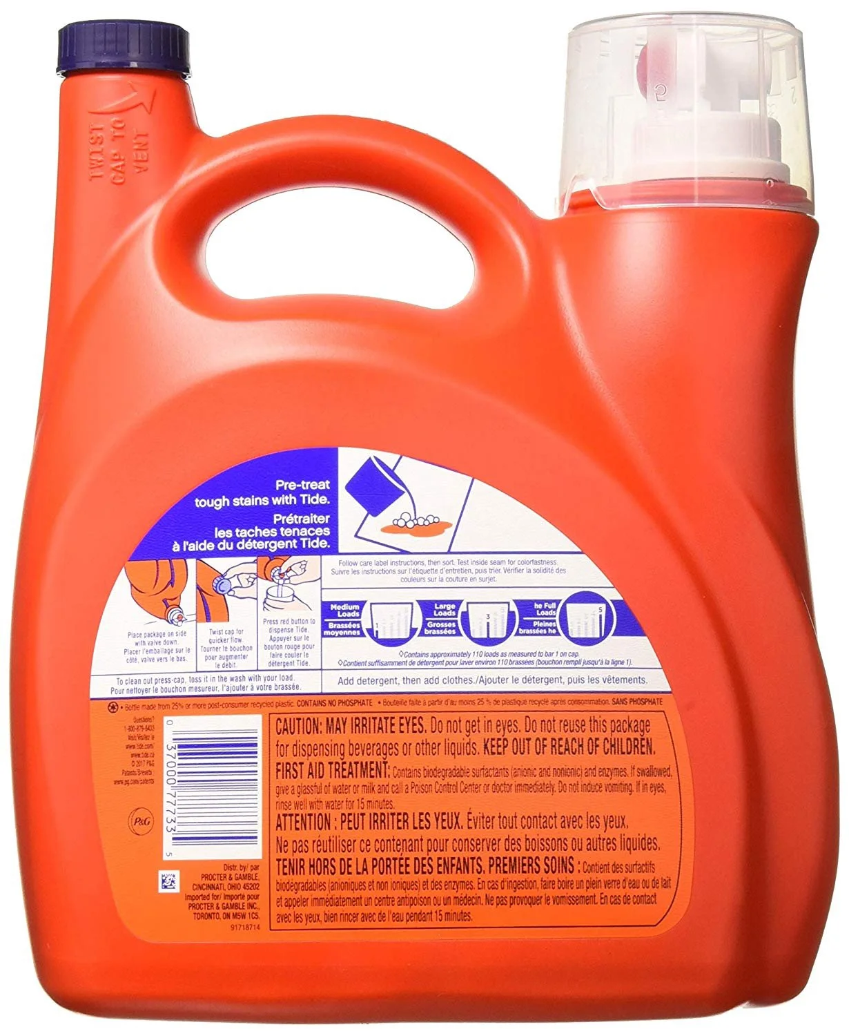 Tide 689358585867 Ultra Concentrate High Efficiency Liquid Laundry Detergent, Original-110 Loads