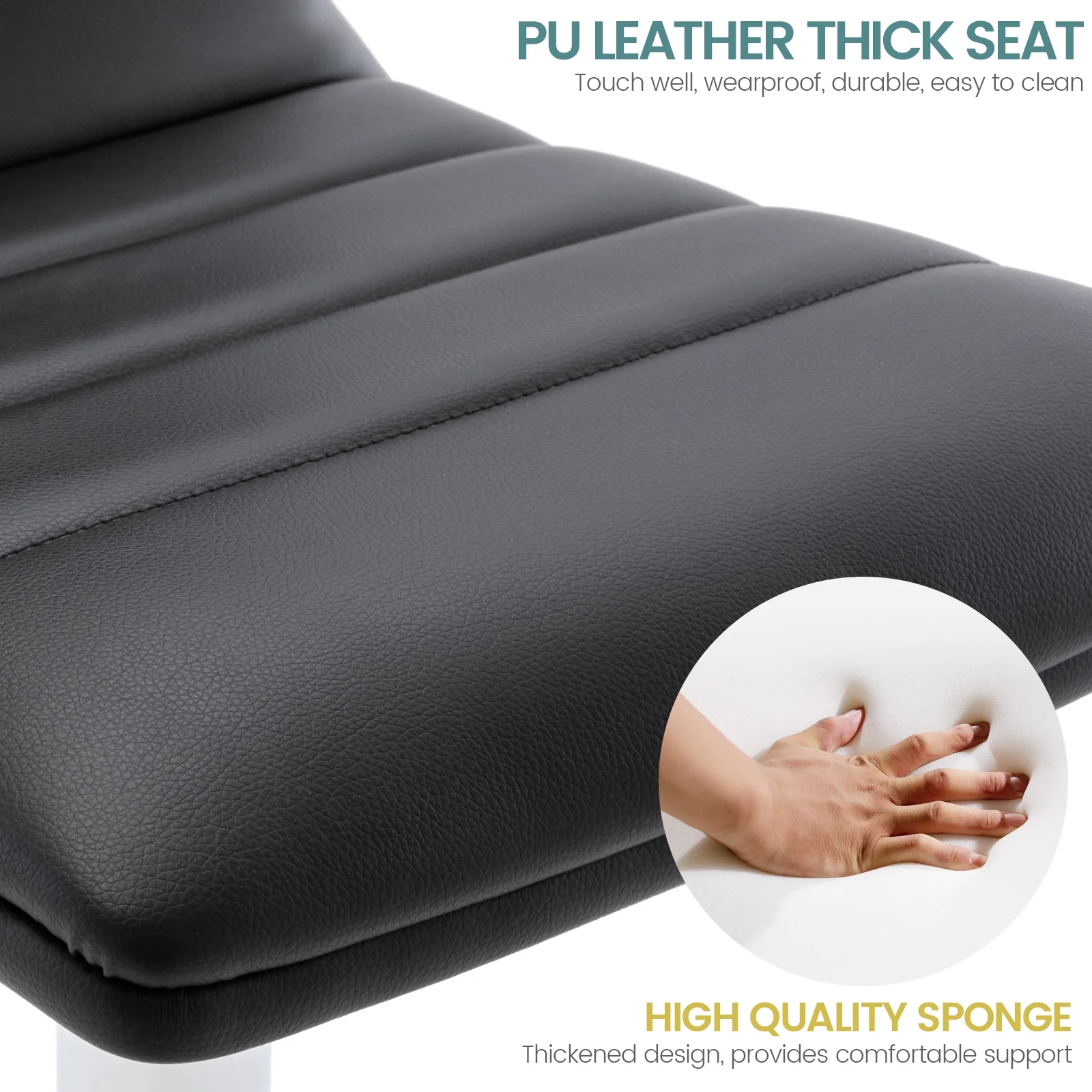 Brage Living PU Leather Bar Stools,Modern Adjustable Swivel Barstools with Back,Kitchen Island Counter Bar Chairs Set of 2,Black