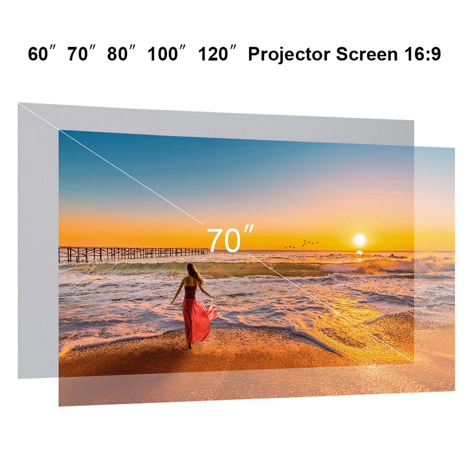Arealer 120-inch Portable Projector Screen HD 16:9 Frameless Video Projection Screen