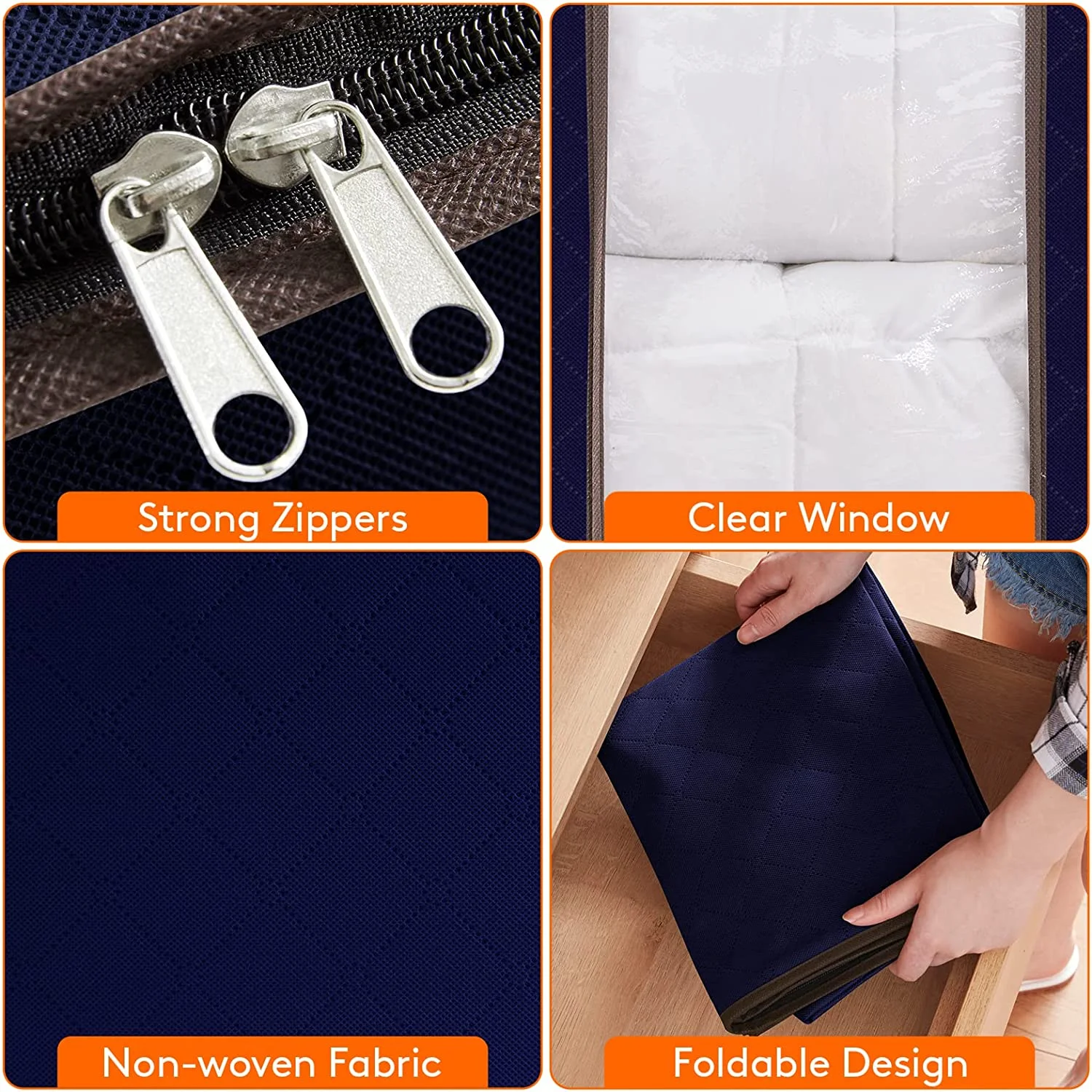 Lifewit Clothes Storage Bag 90L Large Capacity Organizer with Handle Thick Fabric 6 Pack, Blue