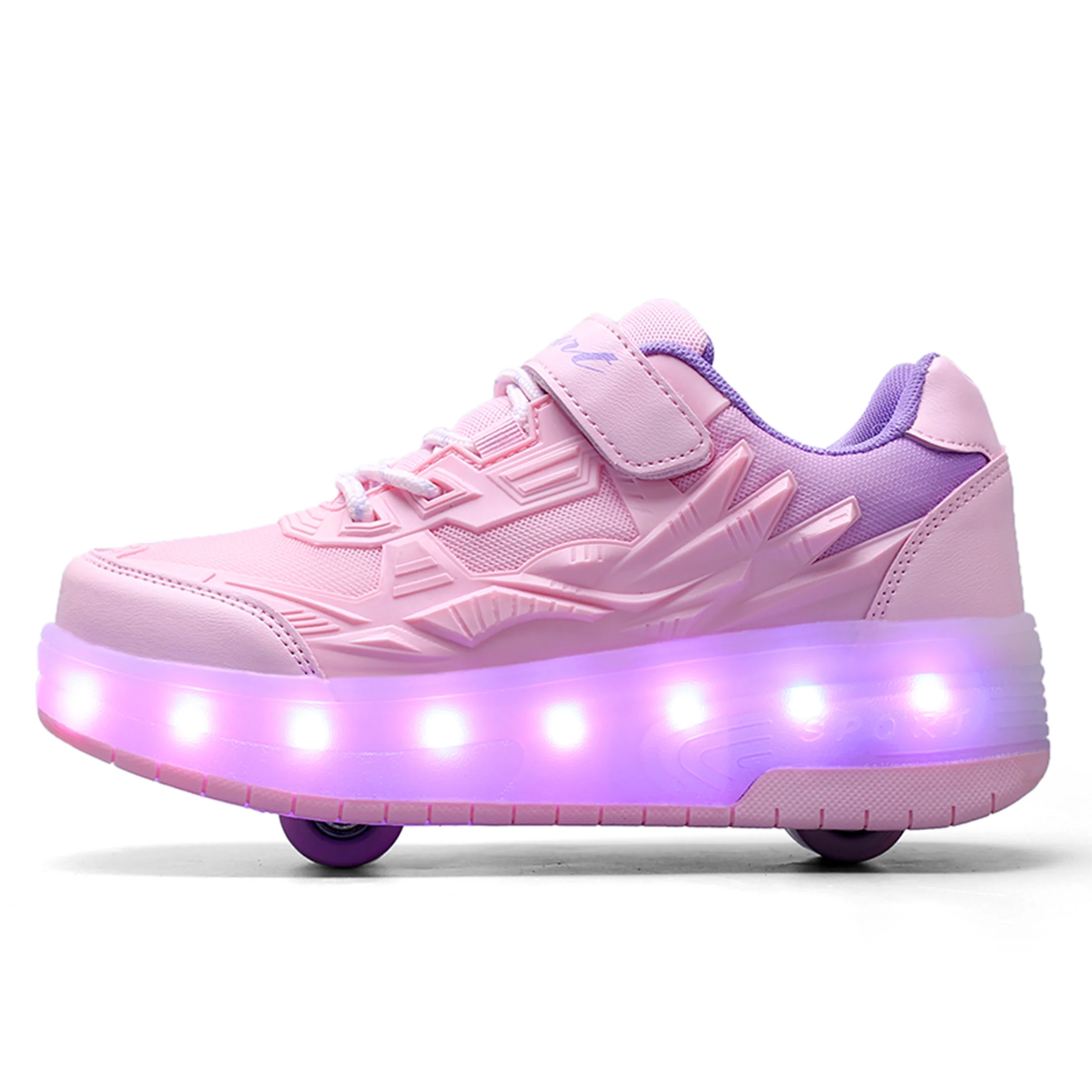 KOFUBOKE Child Teen Roller Skates Double Wheel Shoes Light Up LED shoe 12.5 size