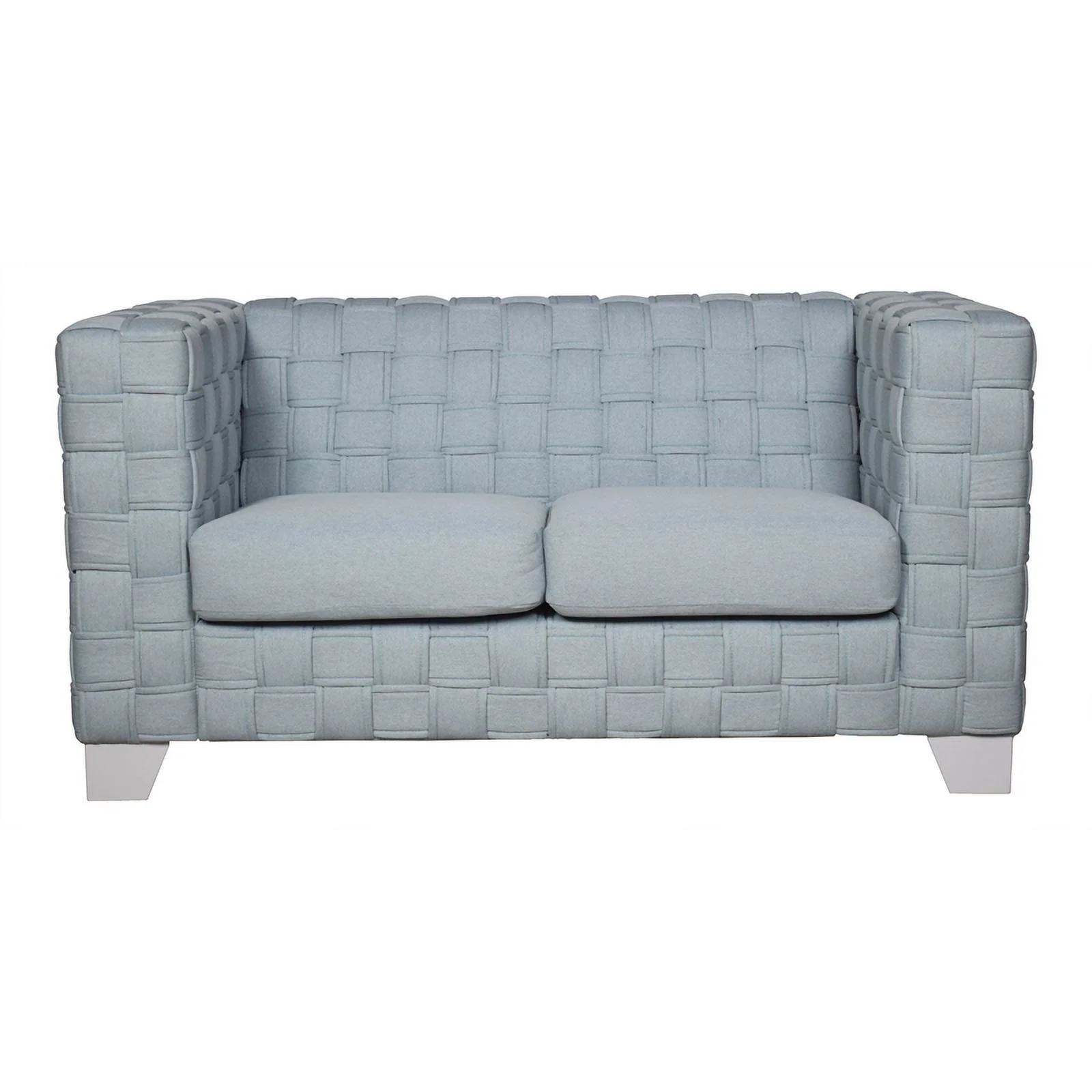 ACME Saree Loveseat, Light Teal Chenille & White Finish