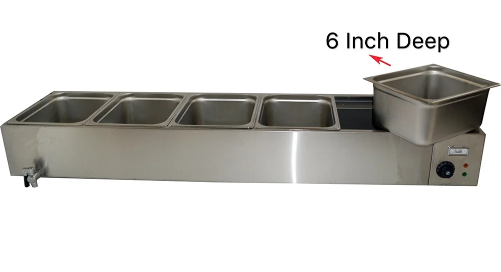 PreAsion 5-Pot Buffet Warmer Steam Table Food Soup Heat Canteen Kitchen Commercial