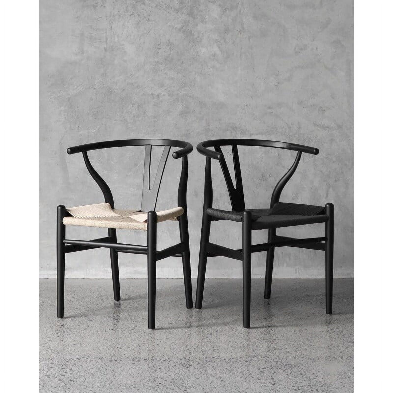 MOS (Set of 2) Mid-Century Modern Y-Arm Solid Wood Wish-bone Dining Chair Natural/Natural