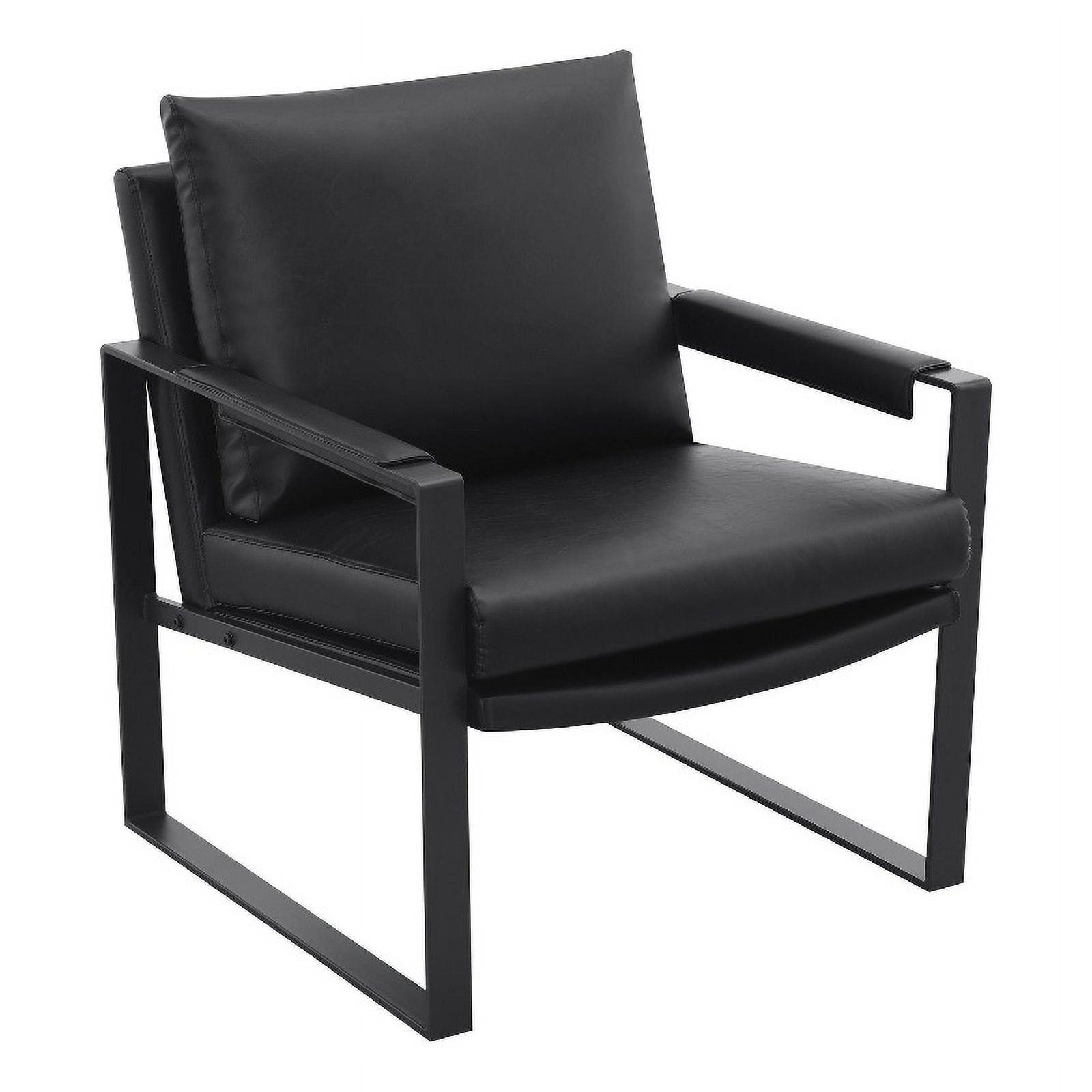 Coaster Rosalind Upholstered Faux Leather Accent Chair with Track Arms in Black